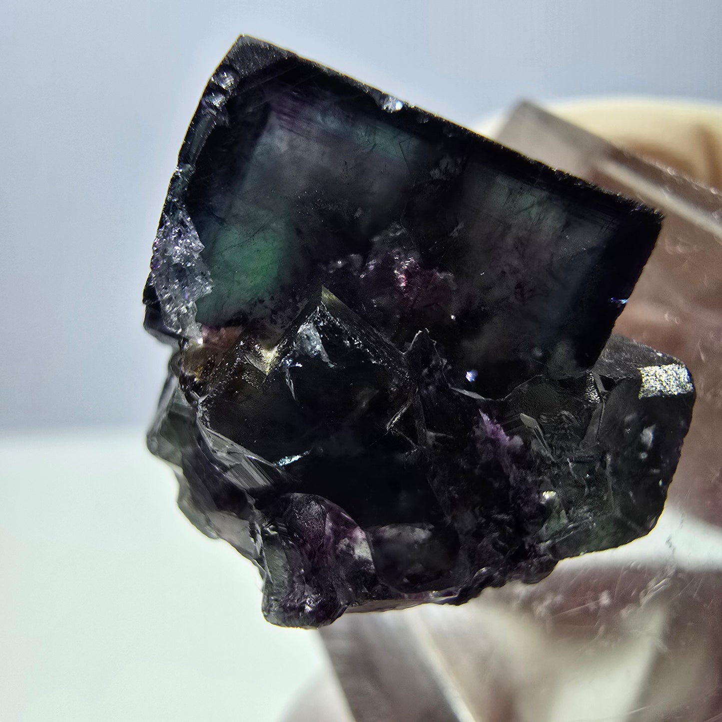 Phantom Fluorit Würfel Stufe, parkettiert grün lila Okorusu, Namibia 19*16*16mm