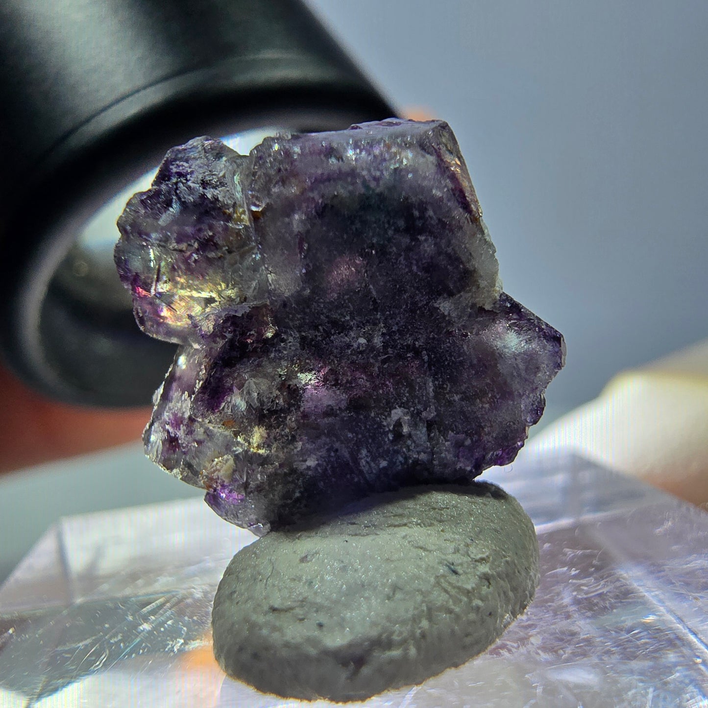 Phantom Fluorit Würfel Stufe, parkettiert grün lila Okorusu, Namibia 15*15*10mm