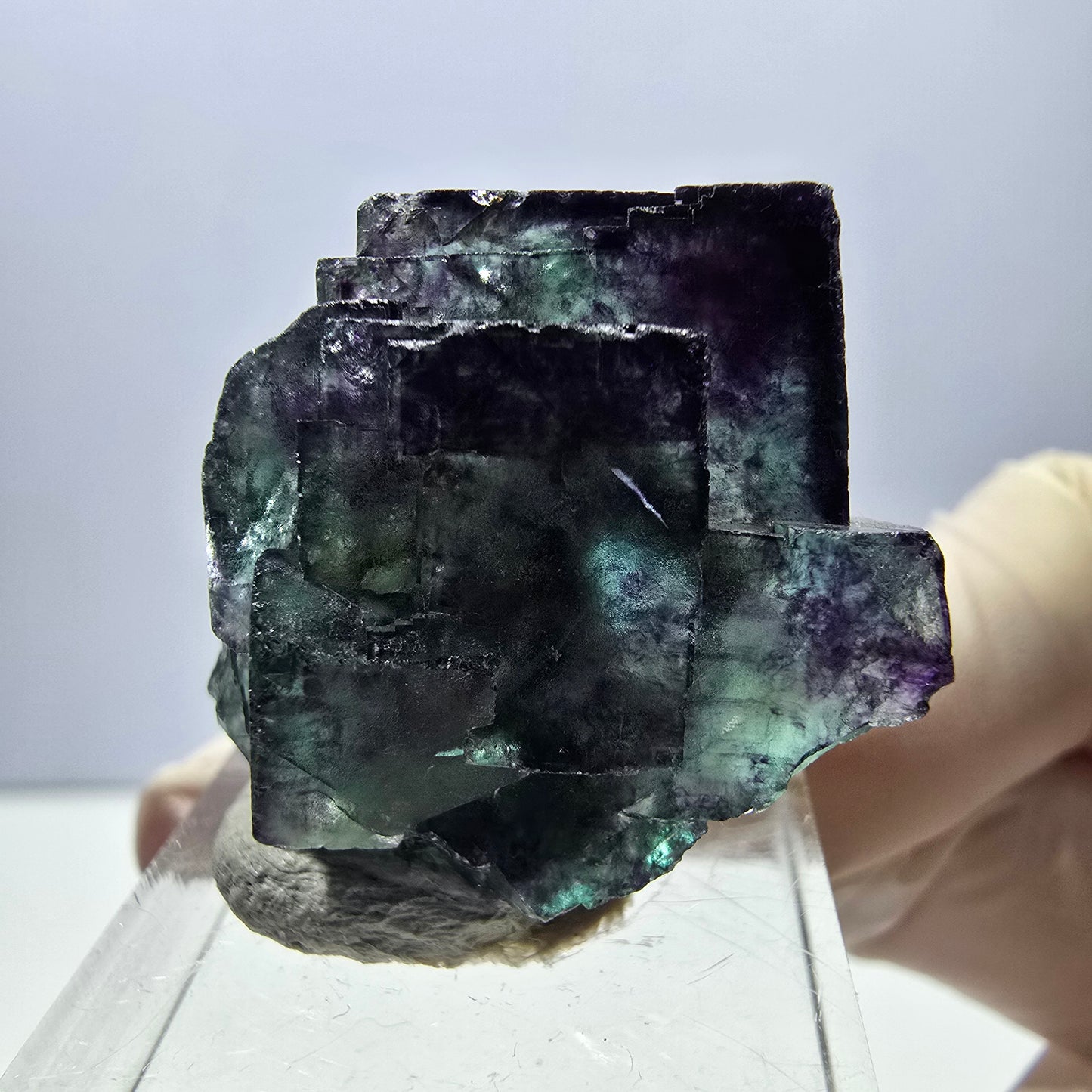 Phantom Fluorit Würfel Stufe, parkettiert grün lila Okorusu, Namibia 33*25*19mm