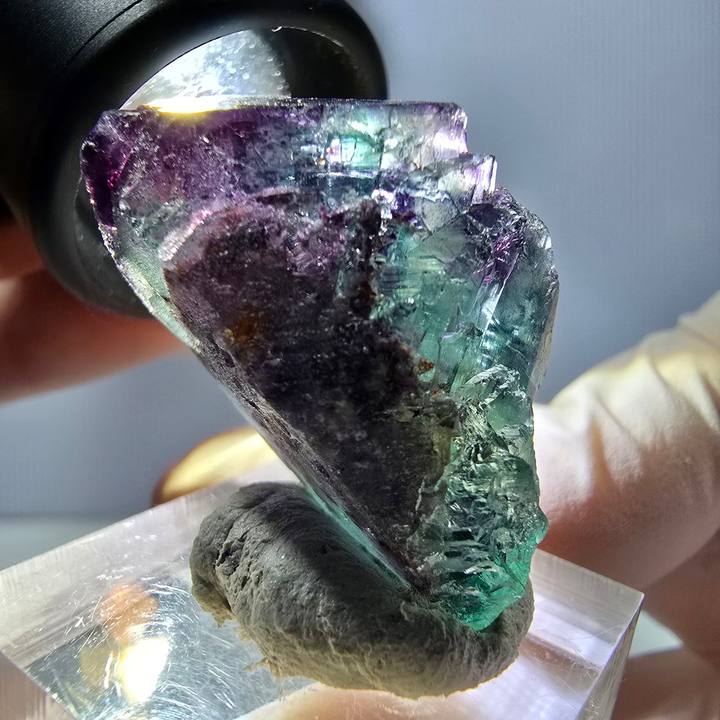 Phantom Fluorit Würfel Stufe, parkettiert grün lila Okorusu, Namibia 33*25*19mm