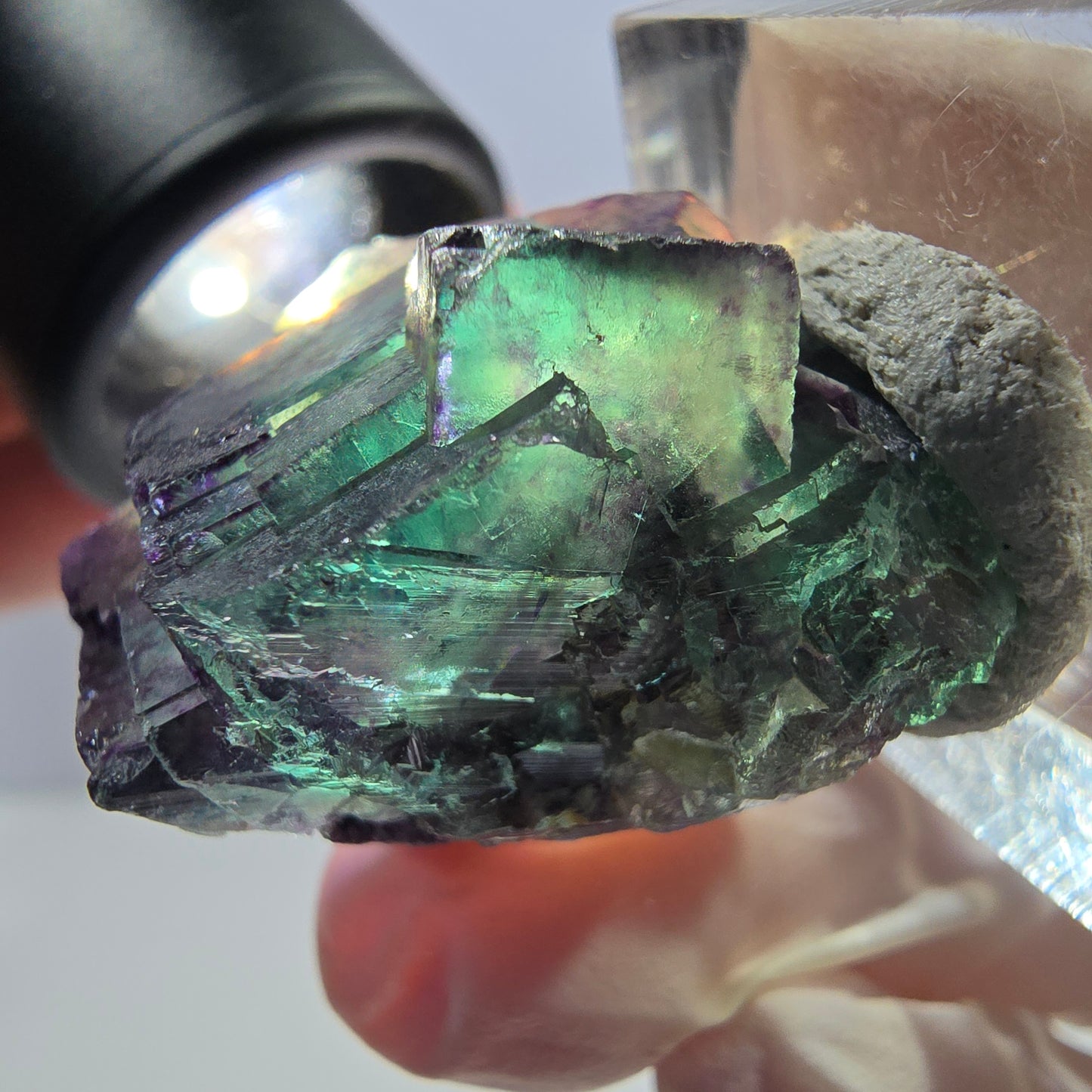 Phantom Fluorit Würfel Stufe, parkettiert grün lila Okorusu, Namibia 33*25*19mm