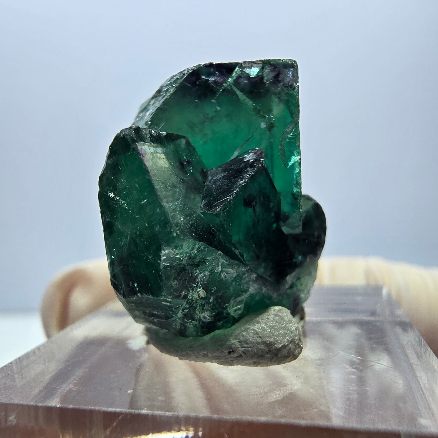 Spécimen de cube de fluorite fantôme, parqueté vert violet Okorusu, Namibie 29*18*14 mm