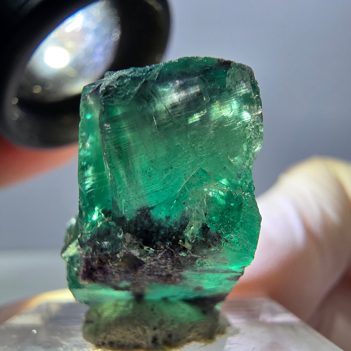 Spécimen de cube de fluorite fantôme, parqueté vert violet Okorusu, Namibie 29*18*14 mm