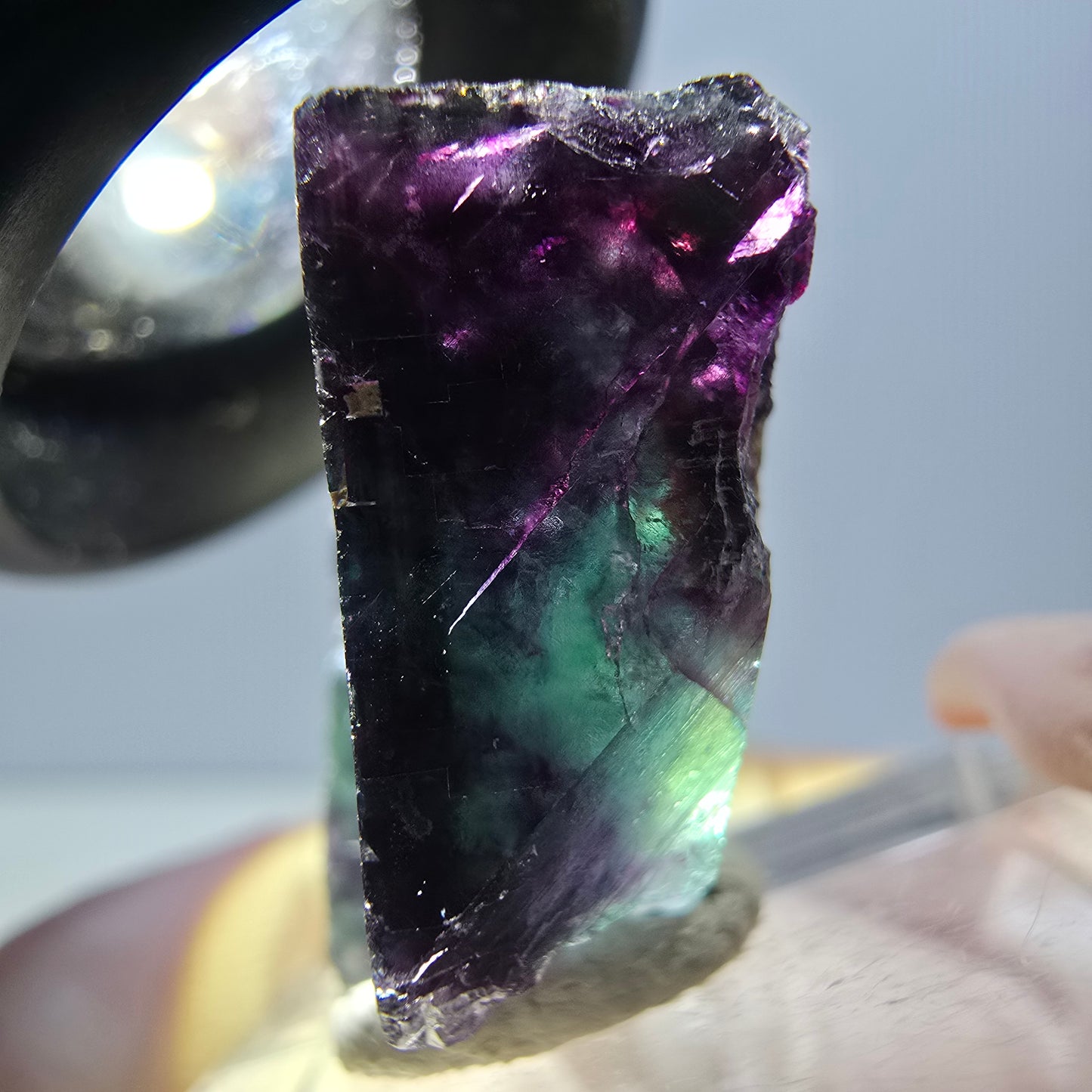 Spécimen de cube de fluorite fantôme, parqueté vert violet Okorusu, Namibie 26*22*13 mm