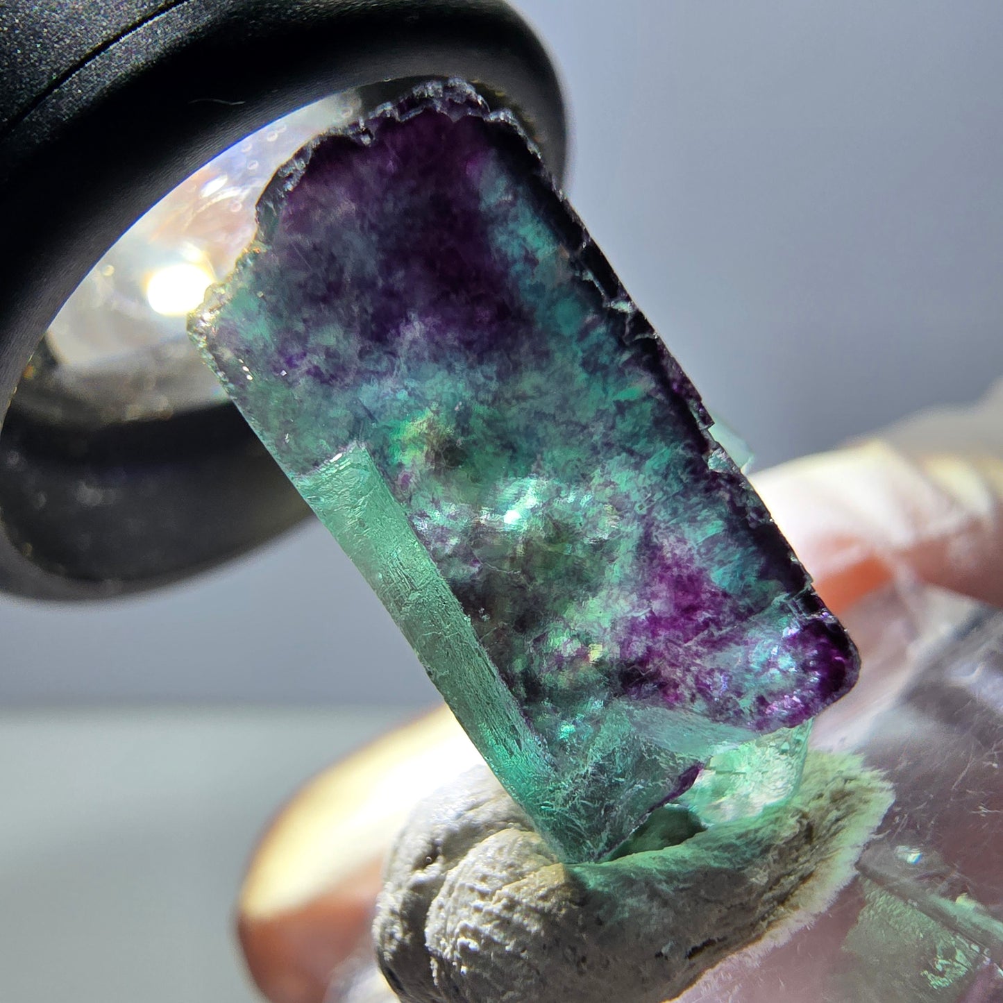 Spécimen de cube de fluorite fantôme, parqueté vert violet Okorusu, Namibie 22*20*11mm