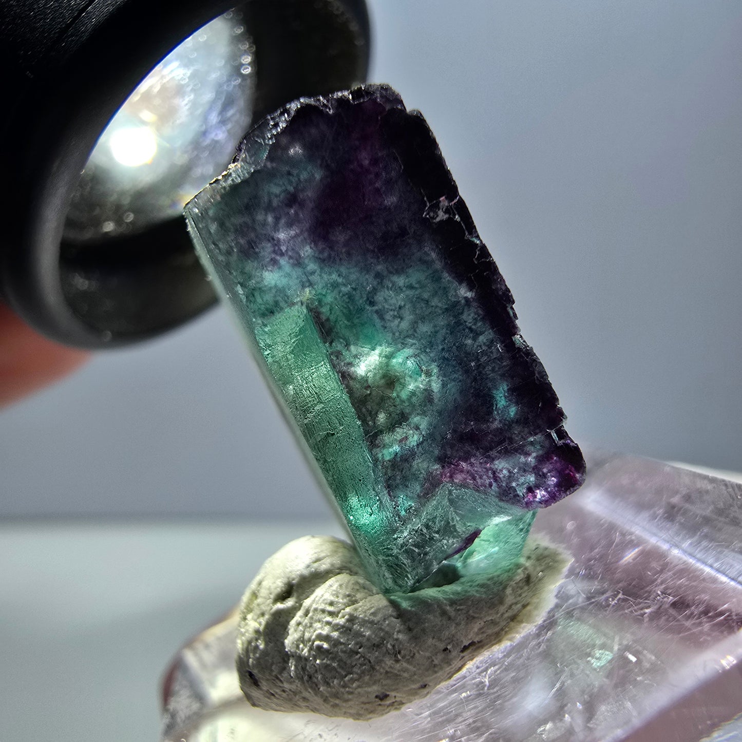 Spécimen de cube de fluorite fantôme, parqueté vert violet Okorusu, Namibie 22*20*11mm