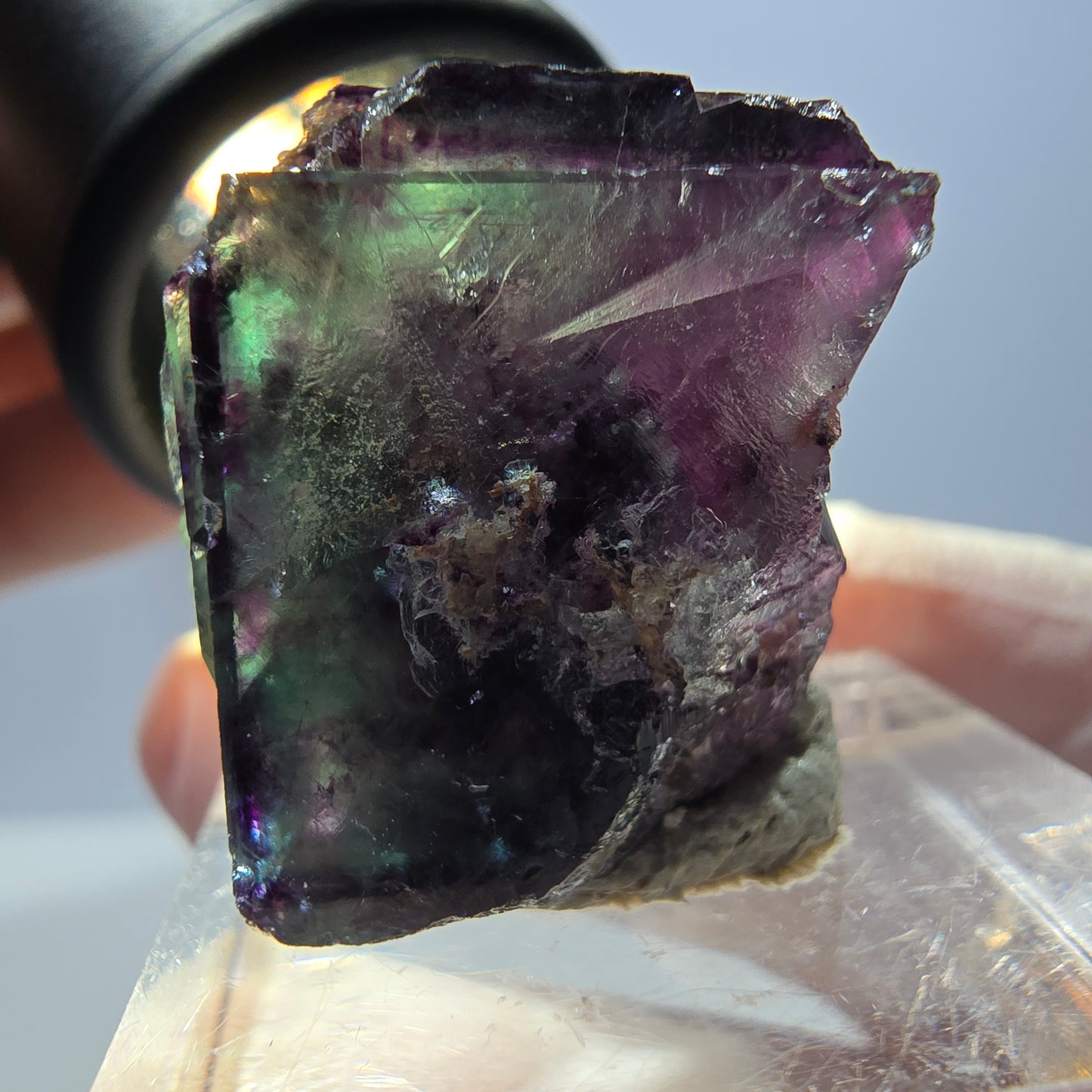 Spécimen de cube de fluorite fantôme, parqueté vert violet Okorusu, Namibie 22 x 20 x 19 mm