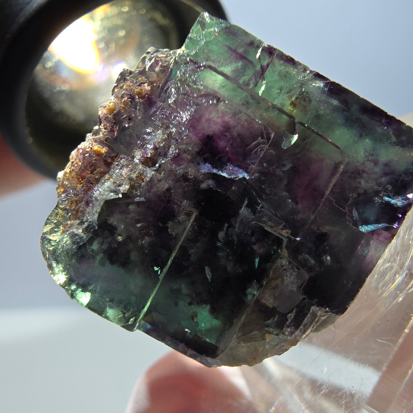 Spécimen de cube de fluorite fantôme, parqueté vert violet Okorusu, Namibie 22 x 20 x 19 mm