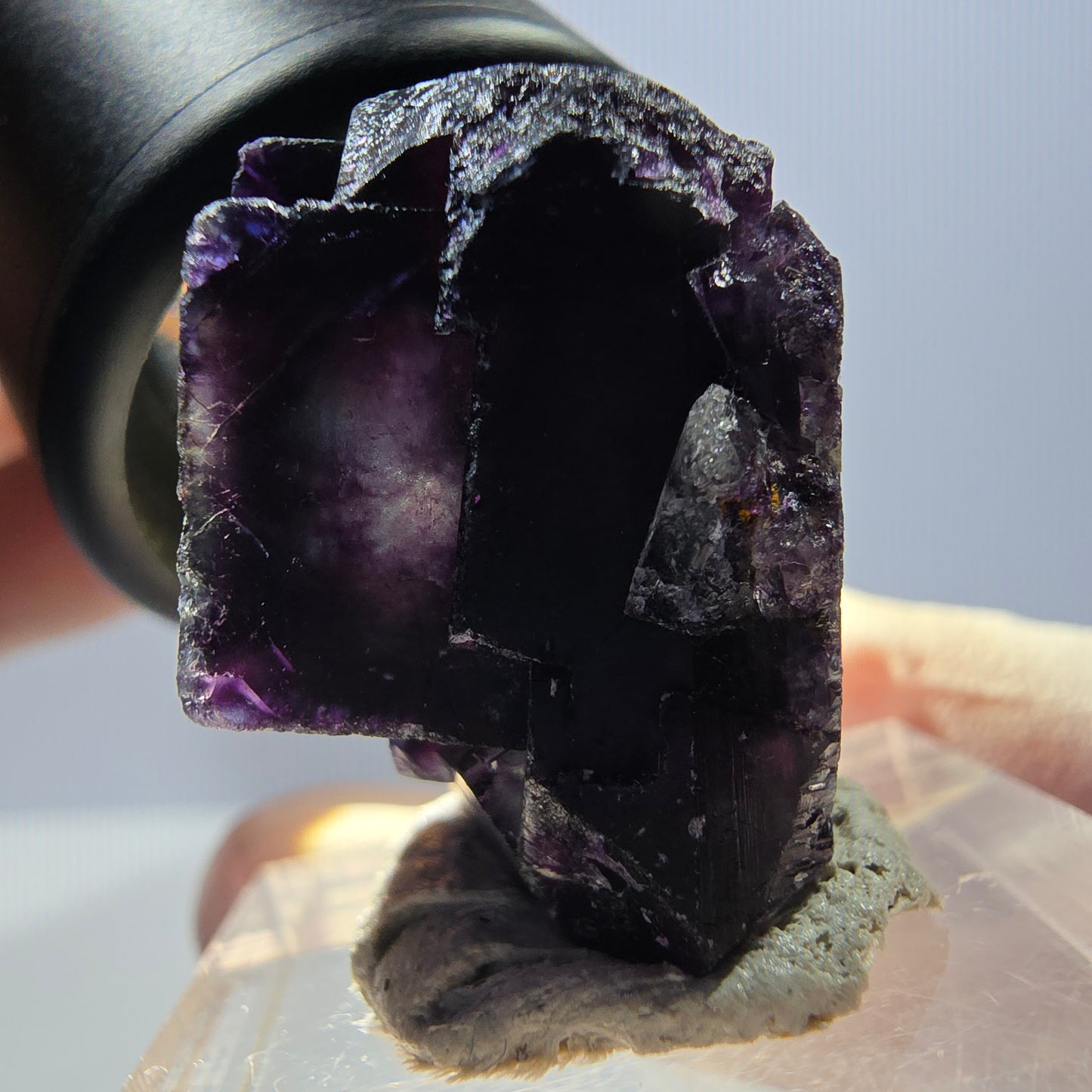 Spécimen de cube de fluorite fantôme, parqueté vert violet Okorusu, Namibie 27*23*17 mm
