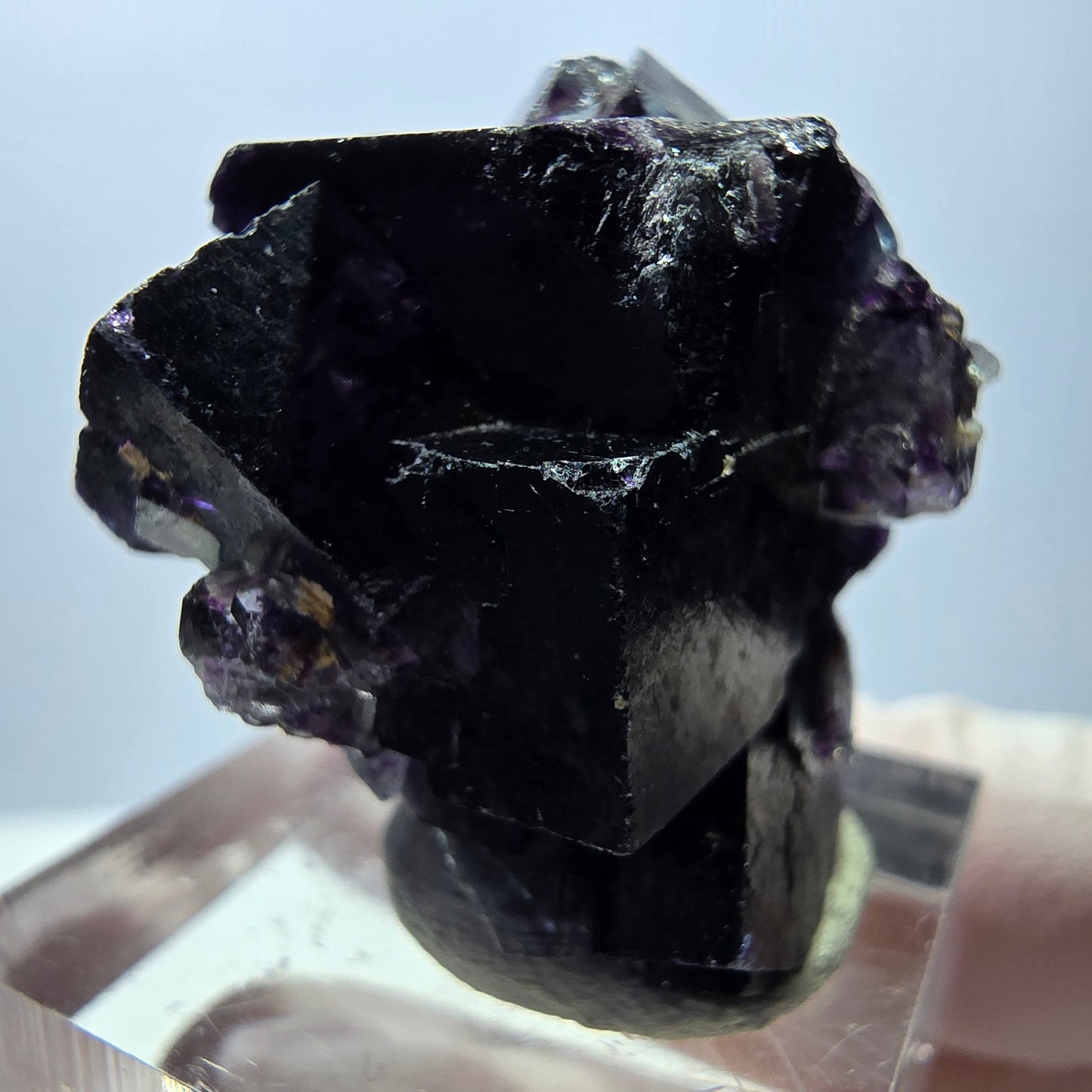 Spécimen de cube de fluorite fantôme, parqueté vert violet Okorusu, Namibie 30*24*21 mm