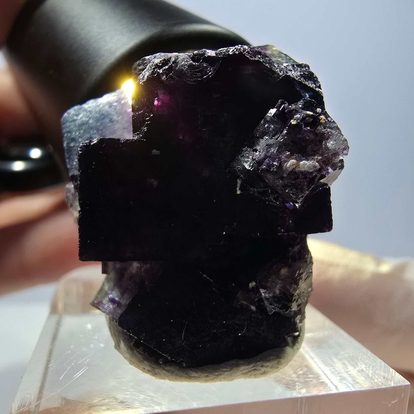 Spécimen de cube de fluorite fantôme, parqueté vert violet Okorusu, Namibie 30*24*21 mm