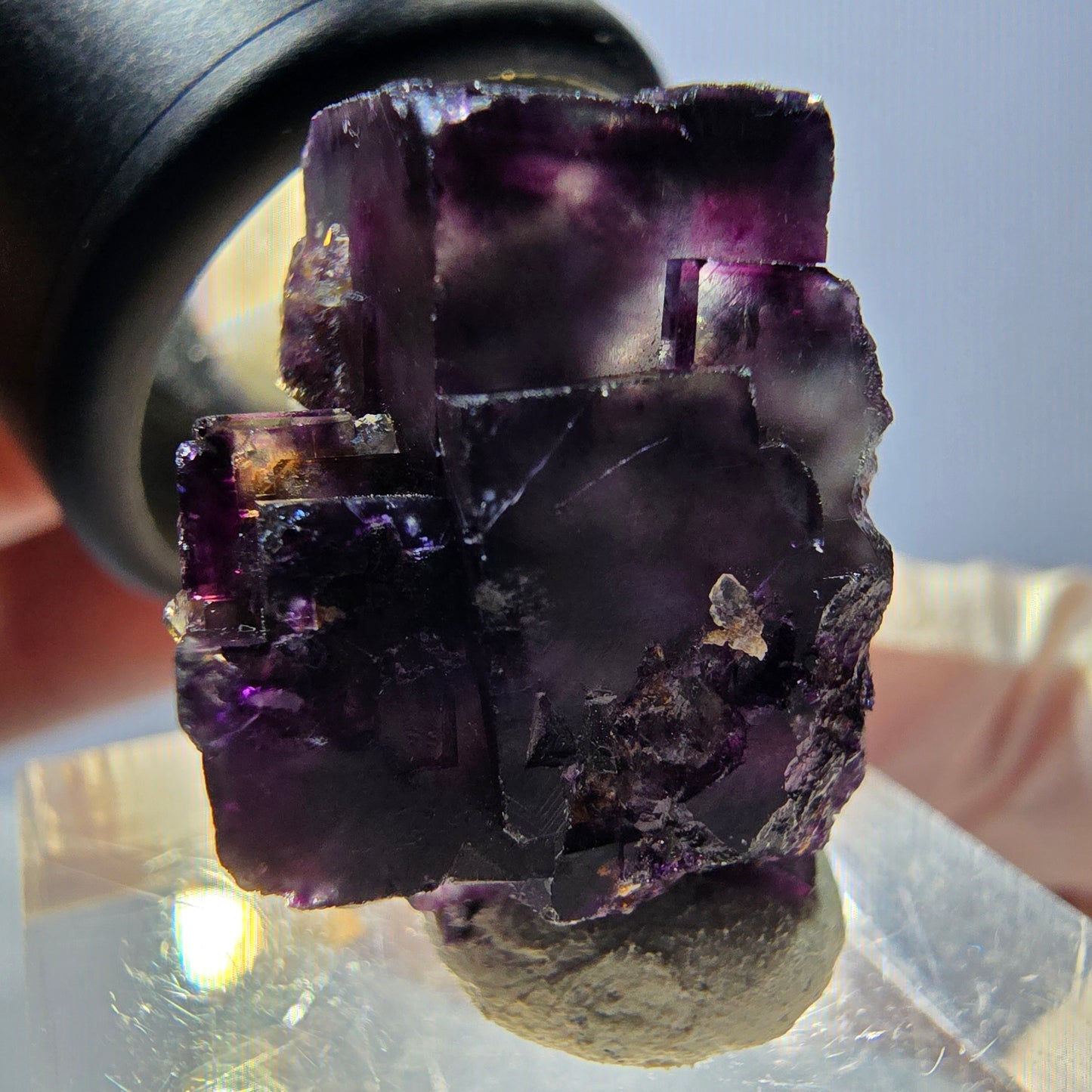 Spécimen de cube de fluorite fantôme, parqueté vert violet Okorusu, Namibie 22 x 20 x 14 mm