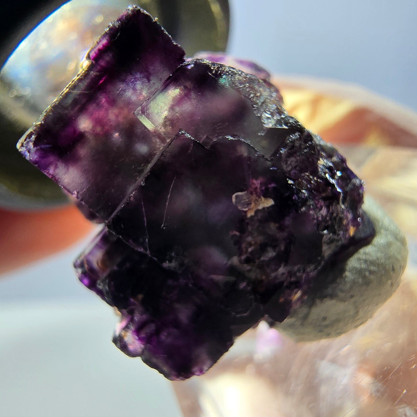 Spécimen de cube de fluorite fantôme, parqueté vert violet Okorusu, Namibie 22 x 20 x 14 mm