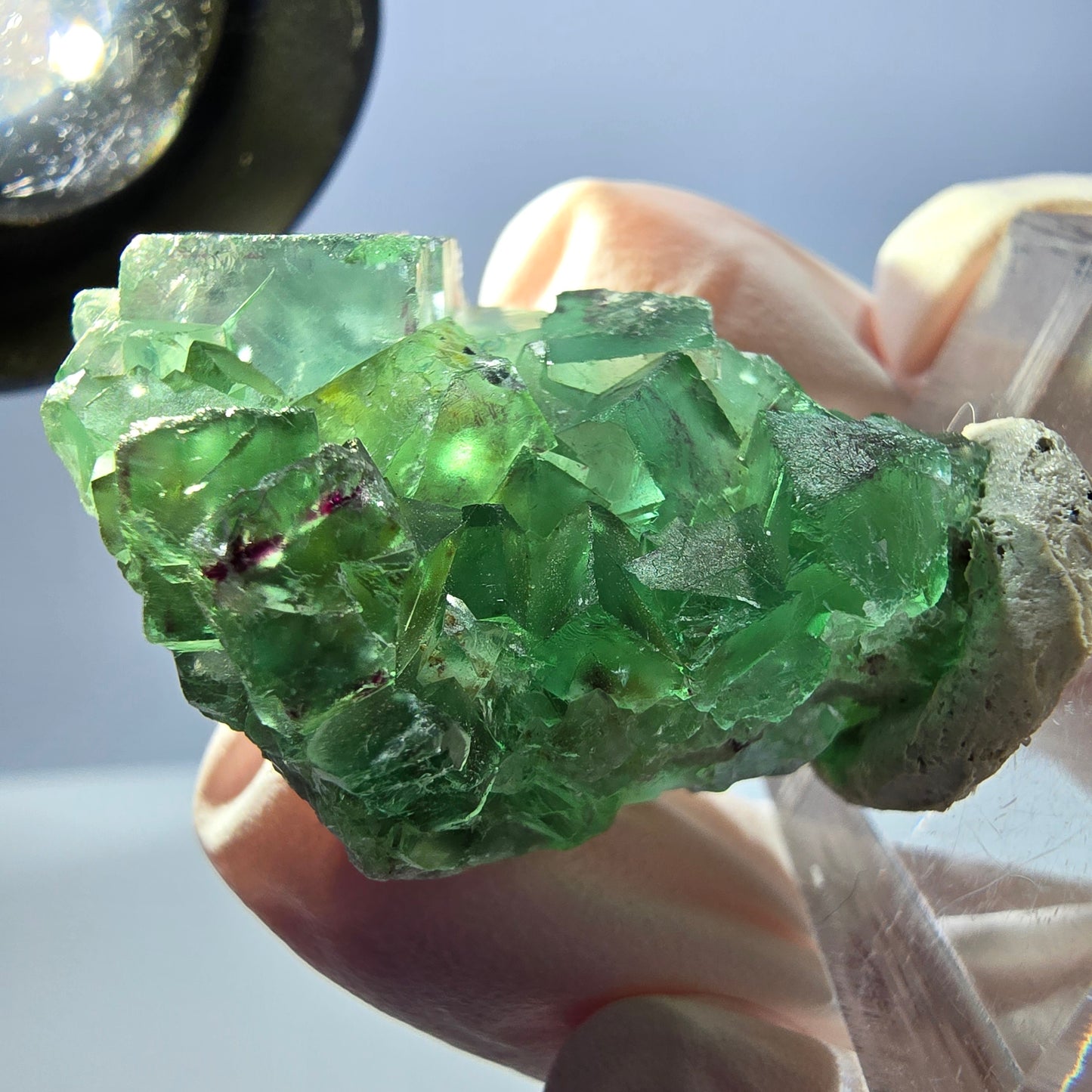 Spécimen de cube de fluorite fantôme, vert violet, Okorusu, Namibie, 34 x 27 x 13 mm