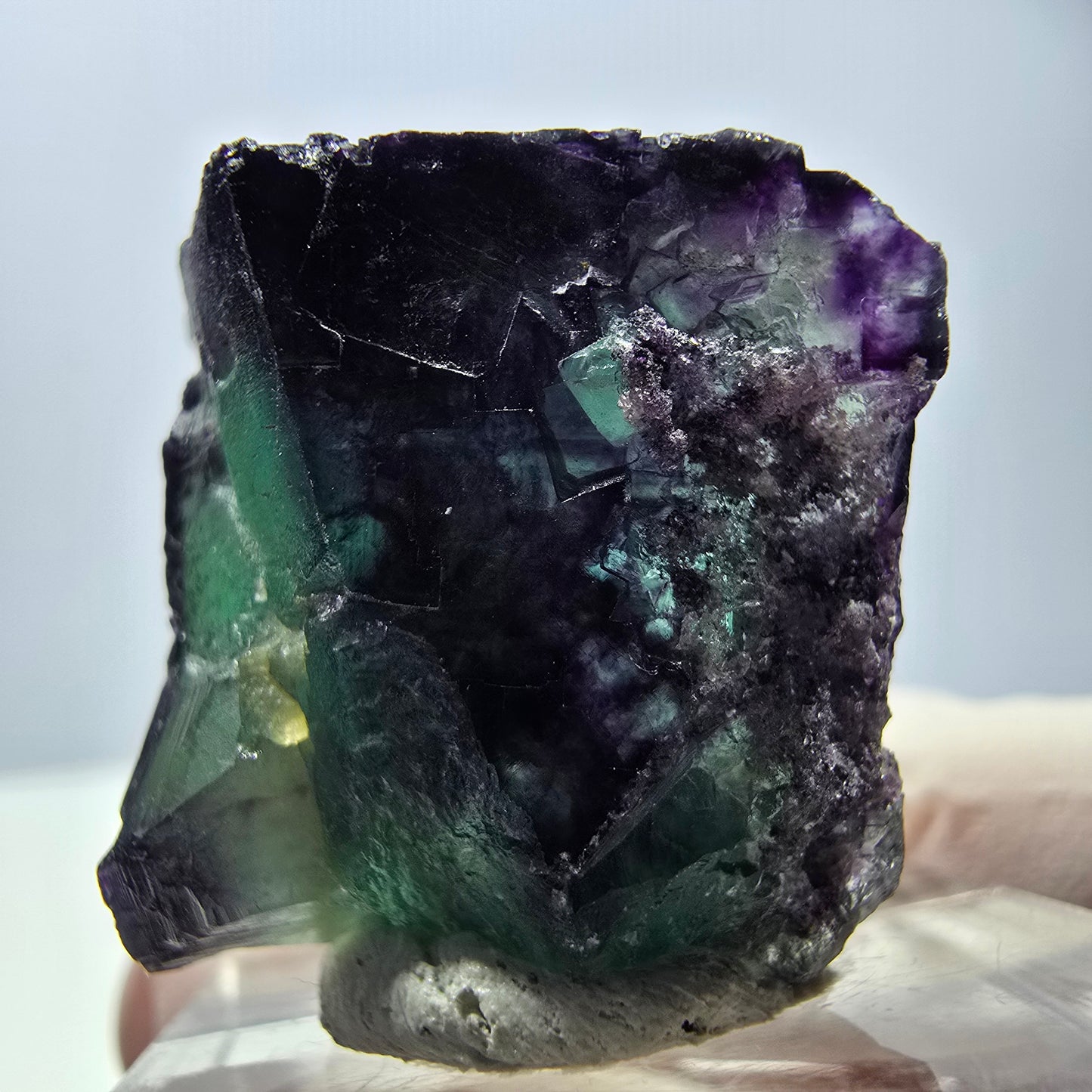 Spécimen de cube de fluorite fantôme, parqueté vert violet Okorusu, Namibie 31*22*16 mm