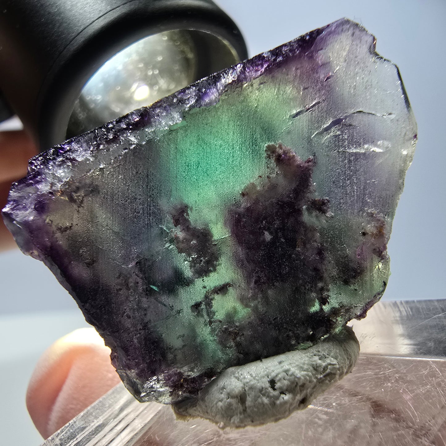 Spécimen de cube de fluorite fantôme, parqueté vert violet Okorusu, Namibie 31*22*16 mm