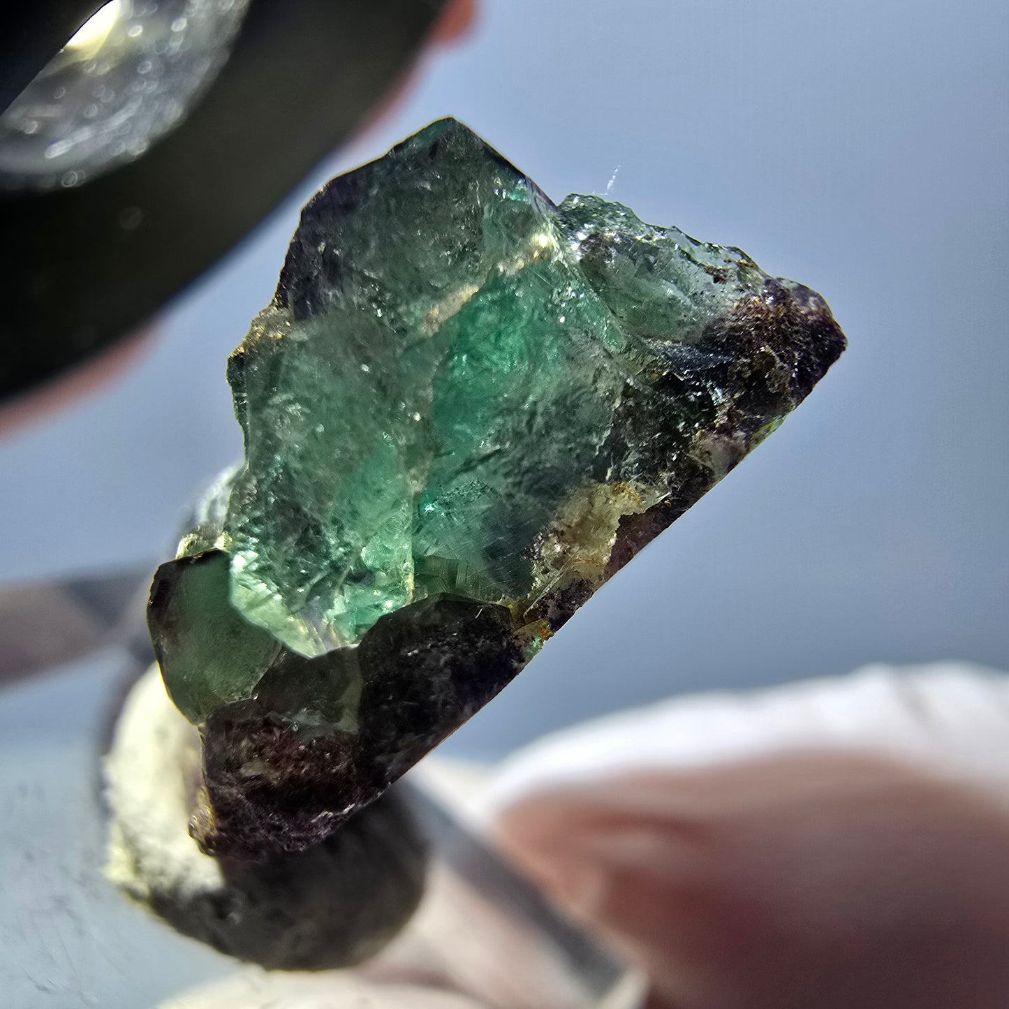 Spécimen de cube de fluorite fantôme, parqueté vert violet Okorusu, Namibie 27 x 20 x 12 mm
