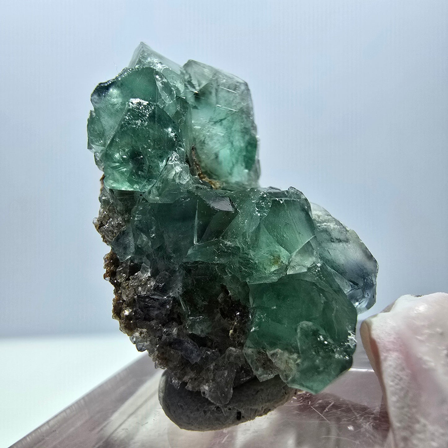 Spécimen de cube de fluorite fantôme, vert violet, Okorusu, Namibie, 32 x 20 x 18 mm
