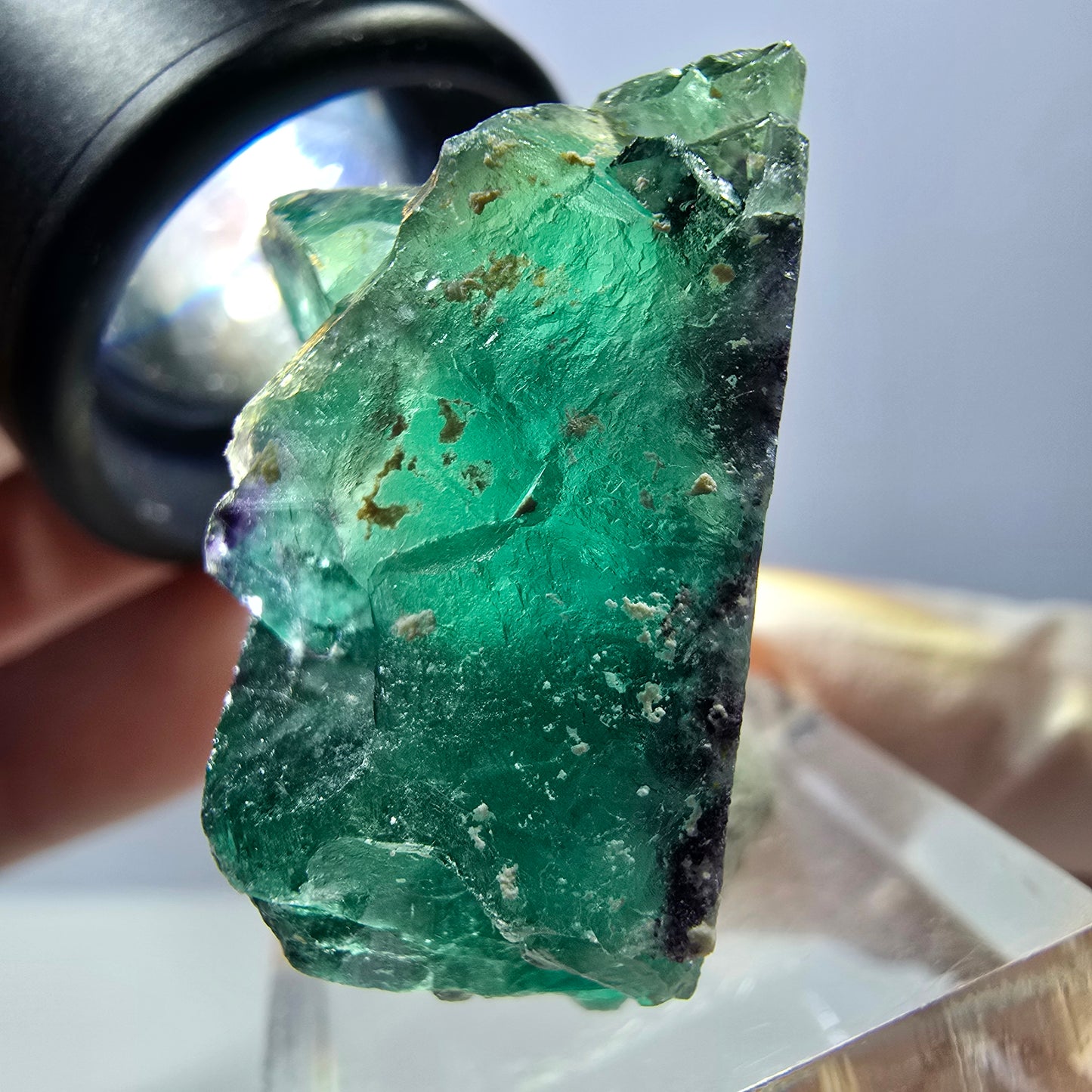 Phantom Fluorit Würfel Stufe, grün lila Okorusu, Namibia 34*30*16mm