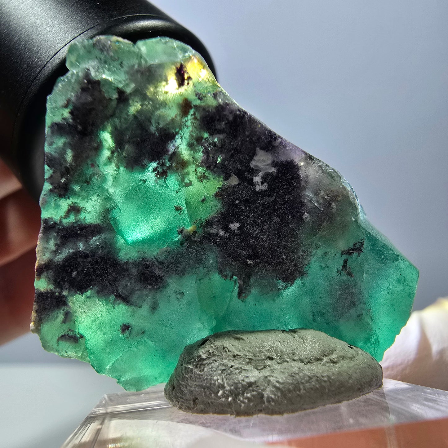 Phantom Fluorit Würfel Stufe, grün lila Okorusu, Namibia 34*30*16mm