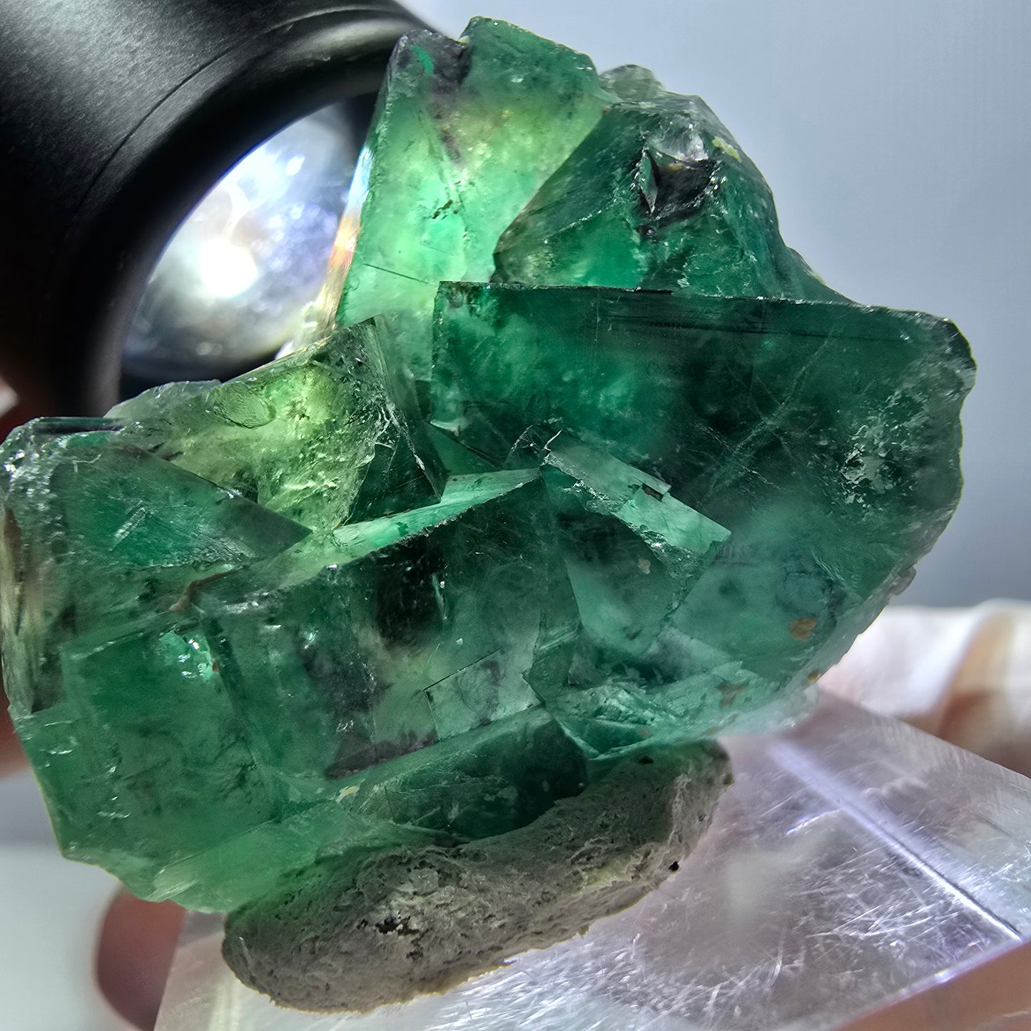Phantom Fluorit Würfel Stufe, grün lila Okorusu, Namibia 34*30*16mm