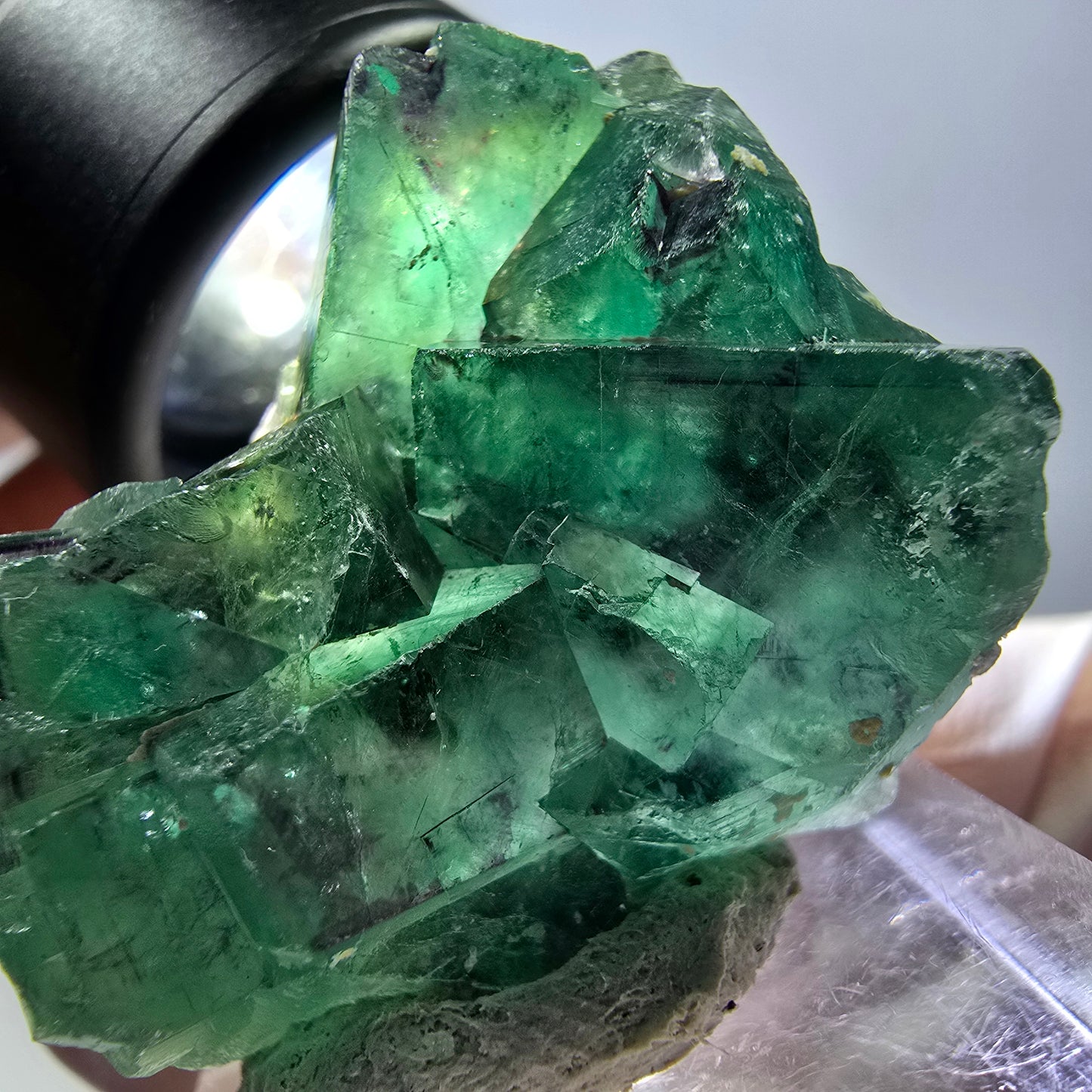 Phantom Fluorit Würfel Stufe, grün lila Okorusu, Namibia 34*30*16mm