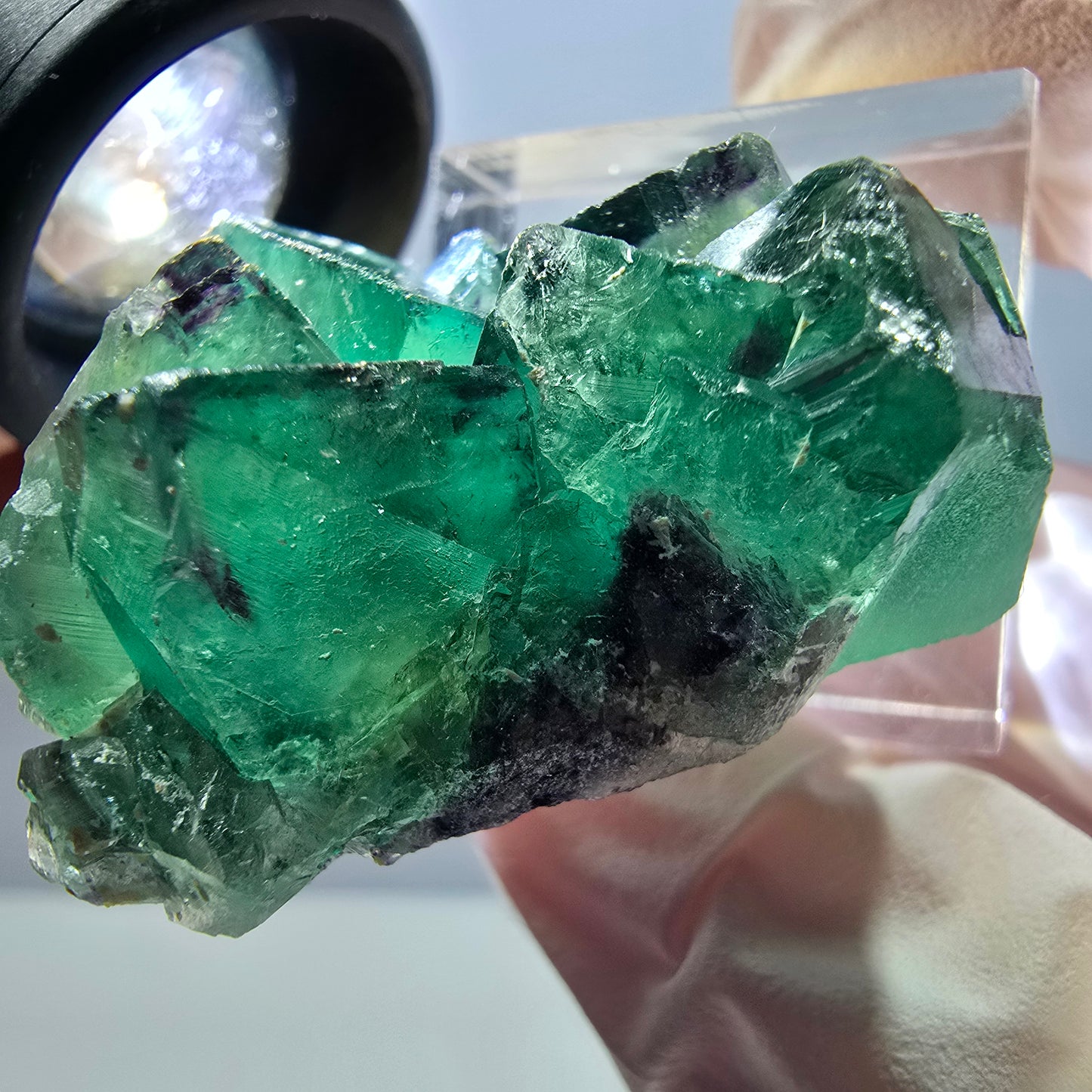 Phantom Fluorit Würfel Stufe, grün lila Okorusu, Namibia 34*30*16mm