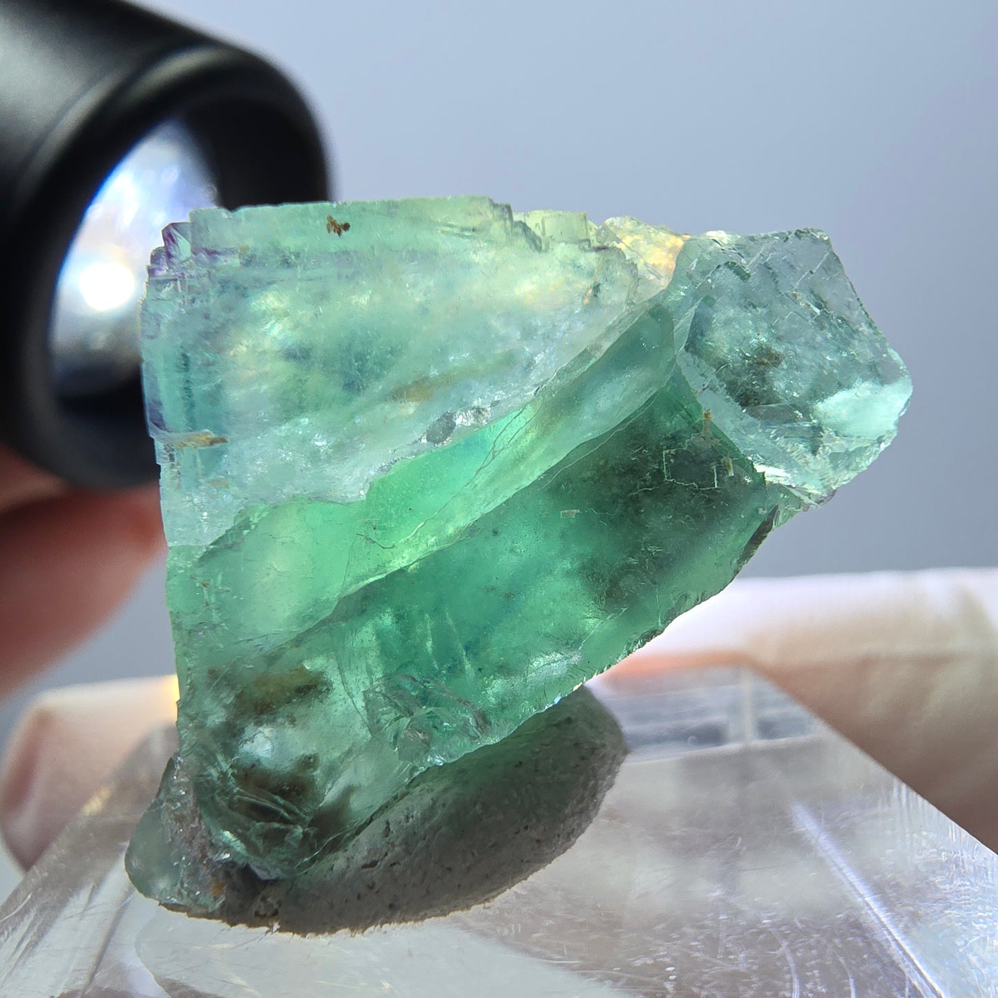 Phantom Fluorit Würfel Stufe, grün parkettiert Okorusu, Namibia 22*20*18mm