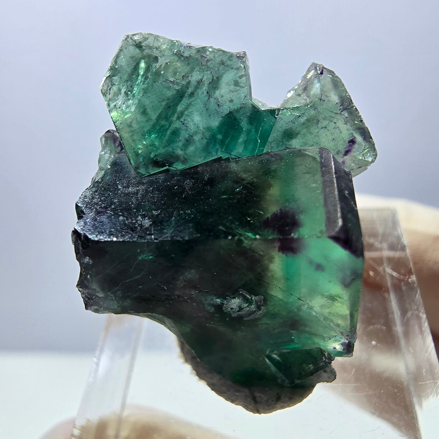 Phantom Fluorit Würfel Stufe, grün lila Okorusu, Namibia 30*20*12mm