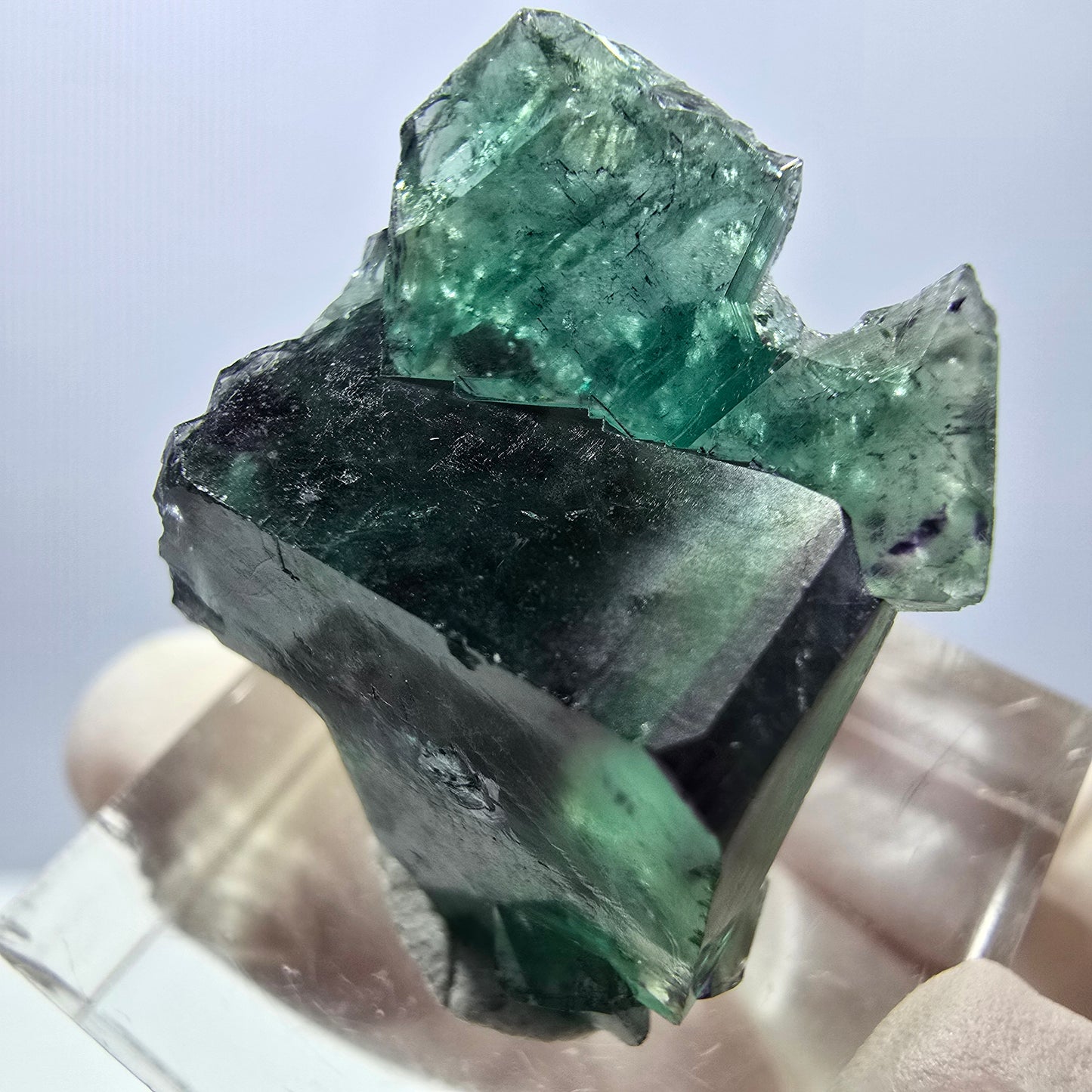 Phantom Fluorit Würfel Stufe, grün lila Okorusu, Namibia 30*20*12mm