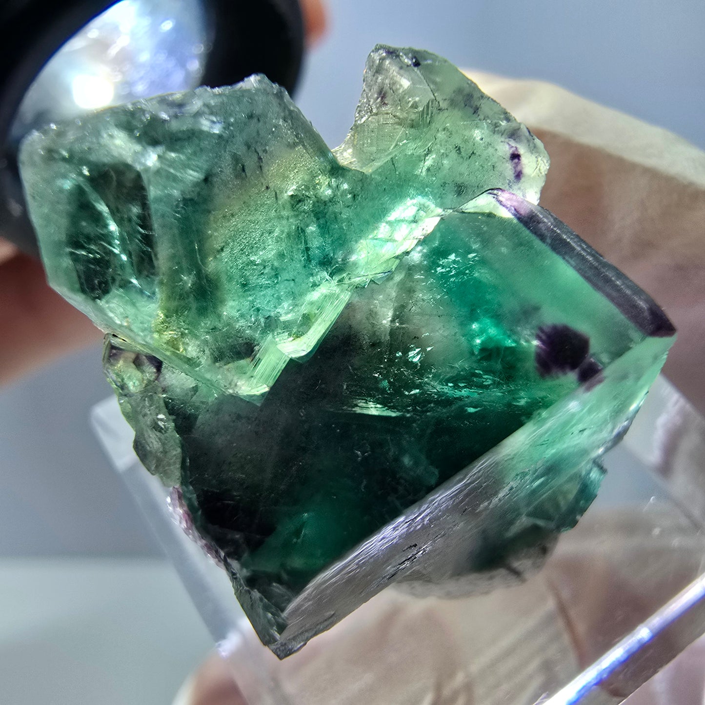 Phantom Fluorit Würfel Stufe, grün lila Okorusu, Namibia 30*20*12mm