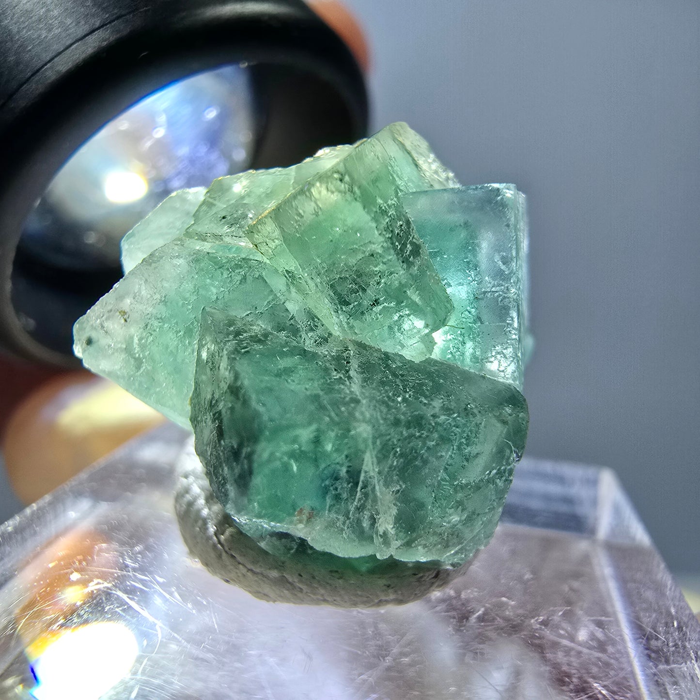 Phantom Fluorit Würfel Stufe, grün parkettiert Okorusu, Namibia 23*20*16mm