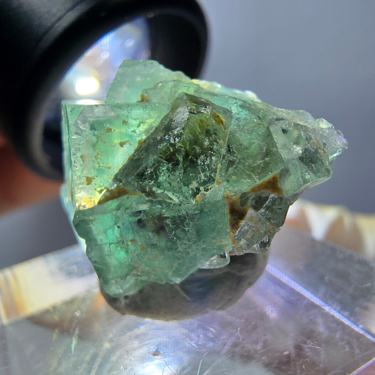 Phantom Fluorit Würfel Stufe, grün parkettiert Okorusu, Namibia 23*20*16mm
