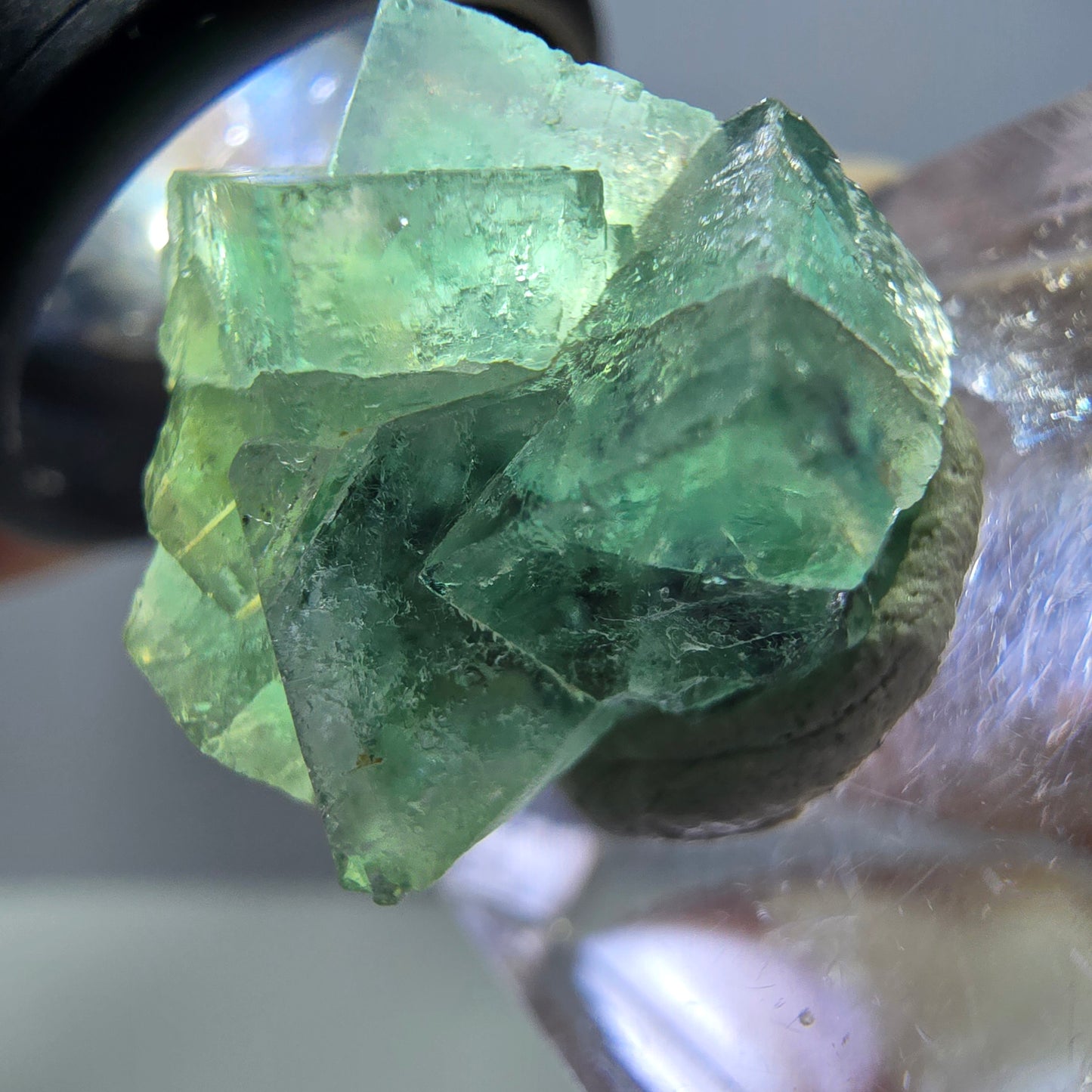 Phantom Fluorit Würfel Stufe, grün parkettiert Okorusu, Namibia 23*20*16mm