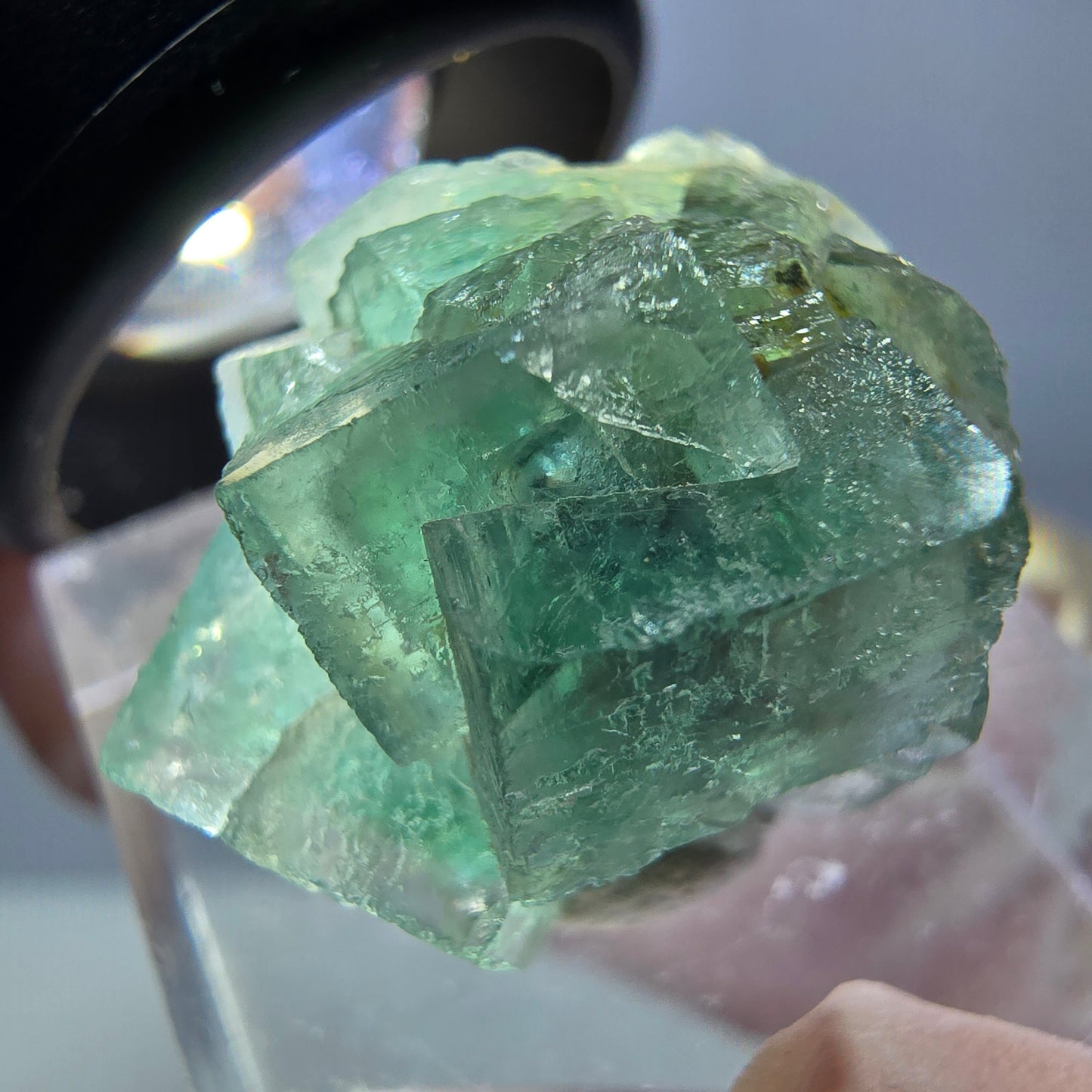 Phantom Fluorit Würfel Stufe, grün parkettiert Okorusu, Namibia 23*20*16mm