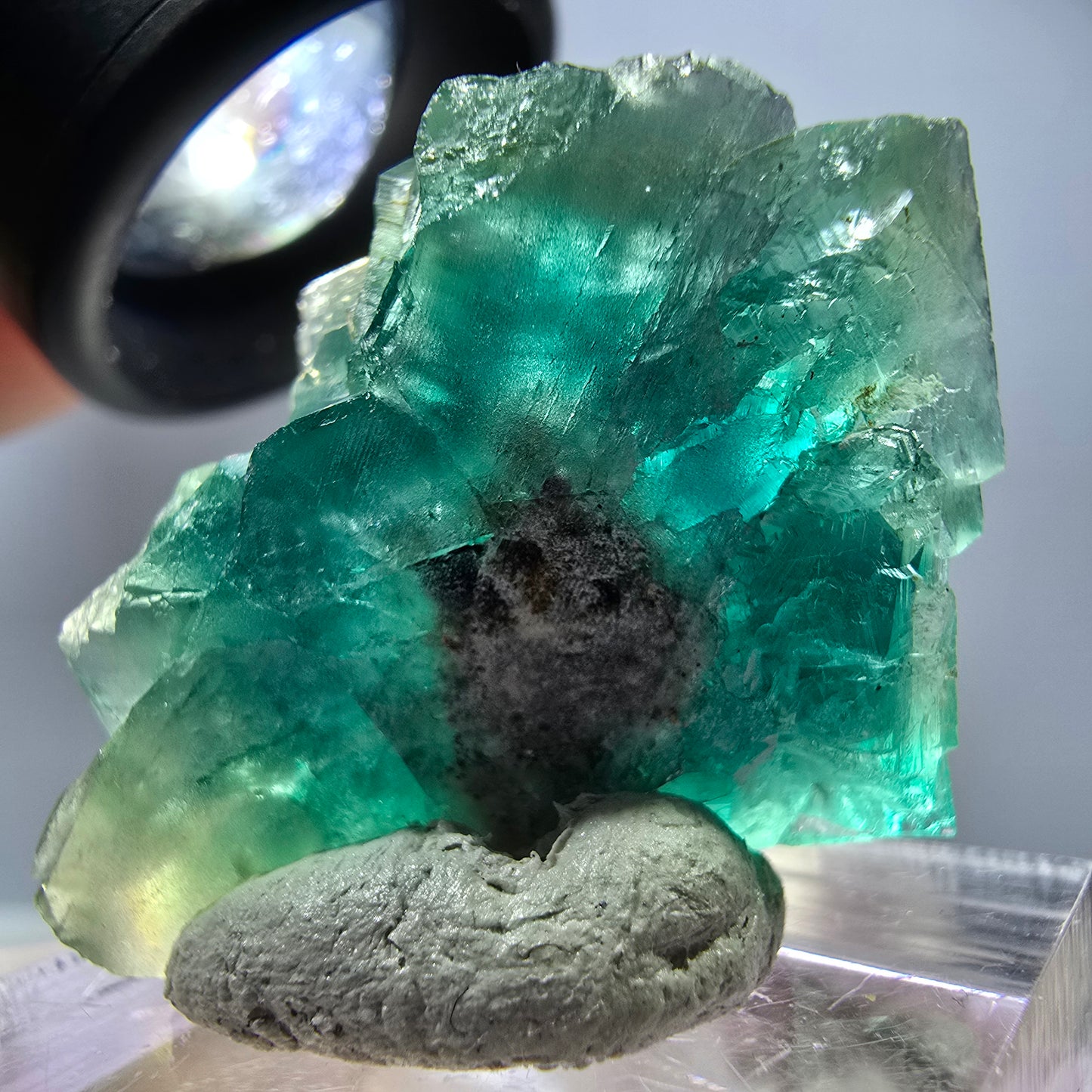 Phantom Fluorit Würfel Stufe, grün parkettiert Okorusu, Namibia 32*24*17mm