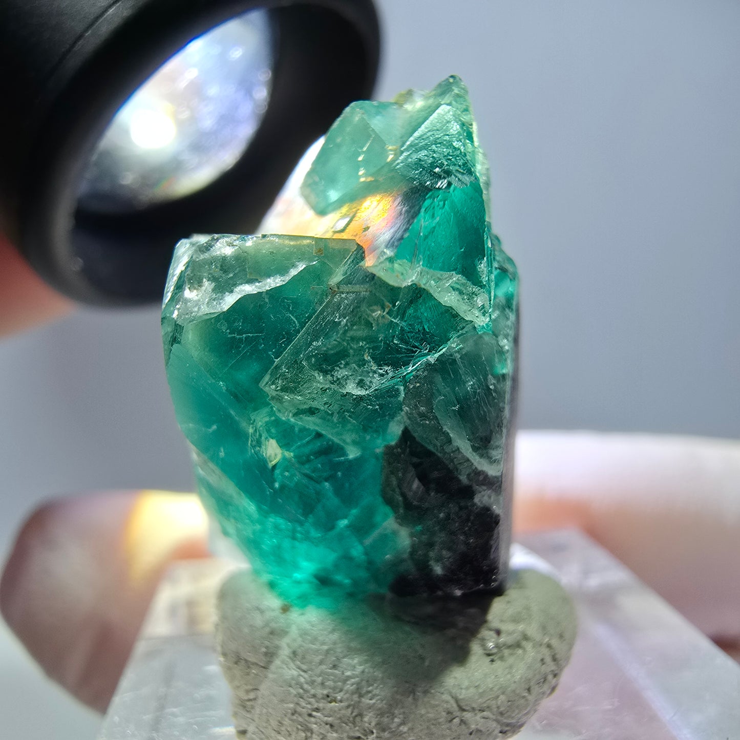 Phantom Fluorit Würfel Stufe, grün parkettiert Okorusu, Namibia 27*23*16mm