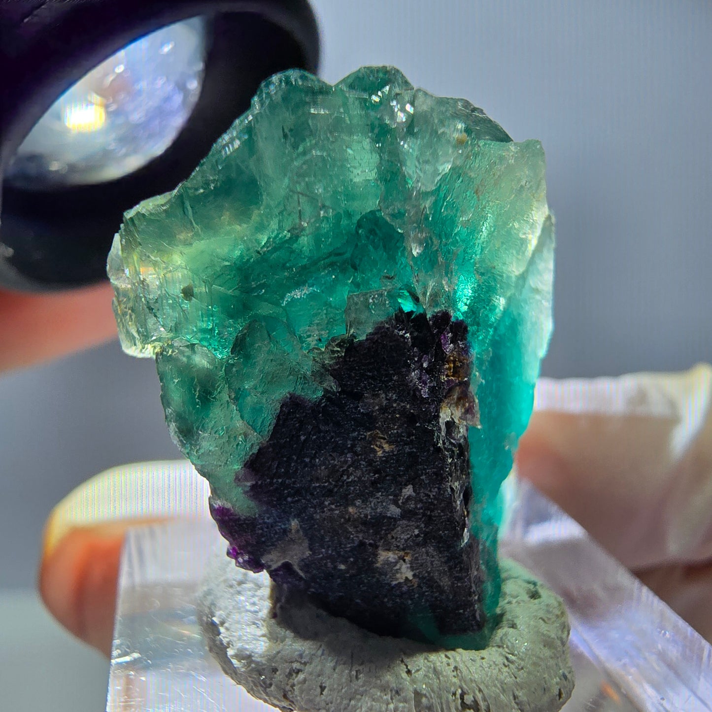 Phantom Fluorit Würfel Stufe, grün parkettiert Okorusu, Namibia 27*23*16mm