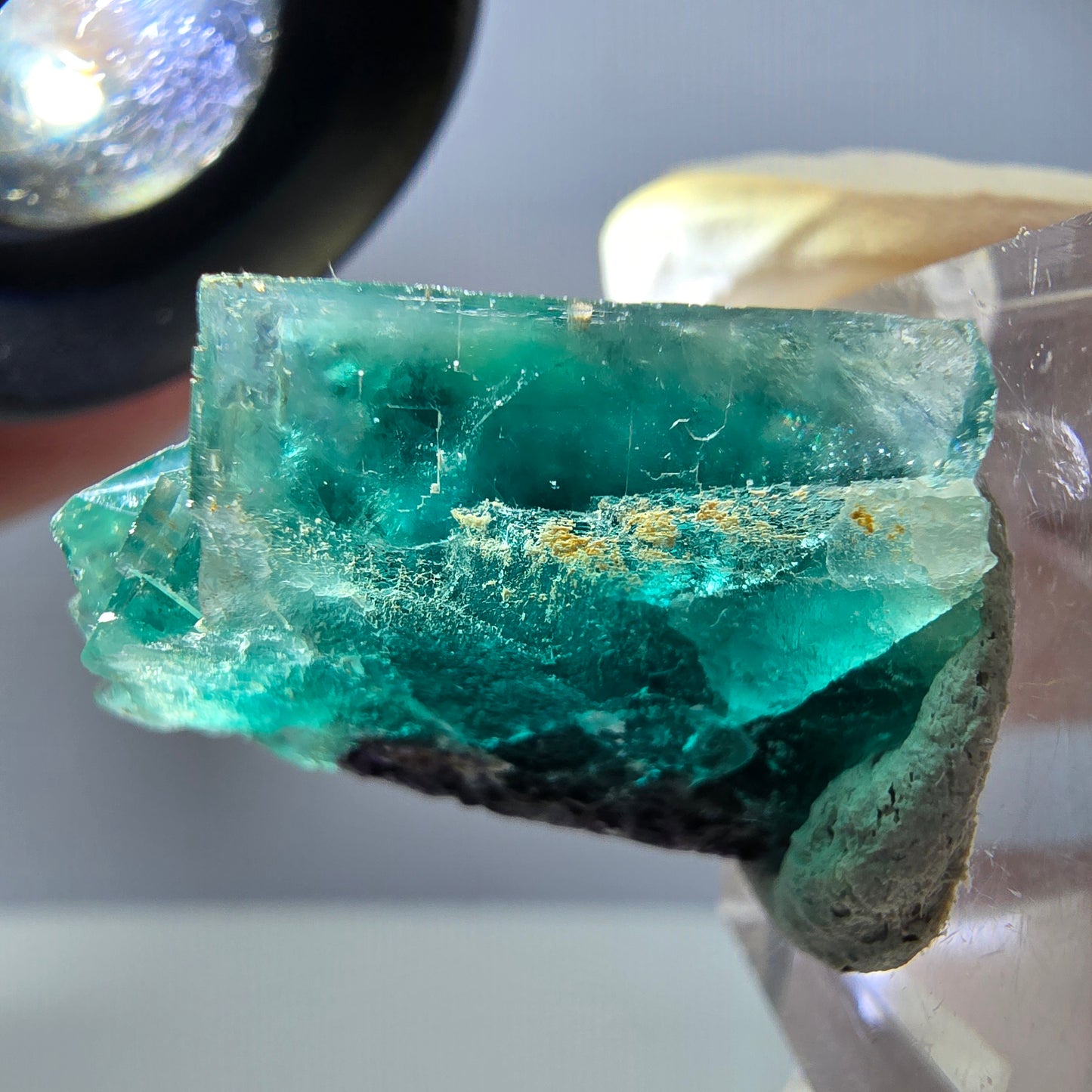Phantom Fluorit Würfel Stufe, grün parkettiert Okorusu, Namibia 27*23*16mm
