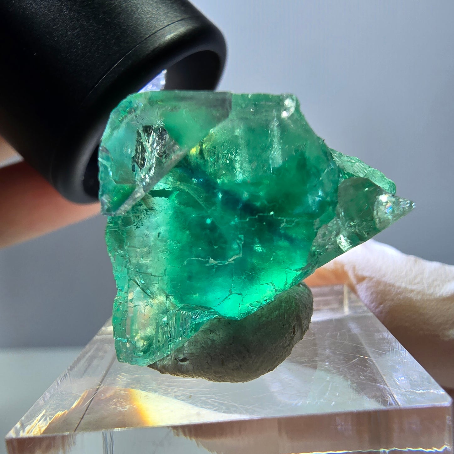 Phantom Fluorit Würfel Stufe, grün parkettiert Okorusu, Namibia 27*24*22mm