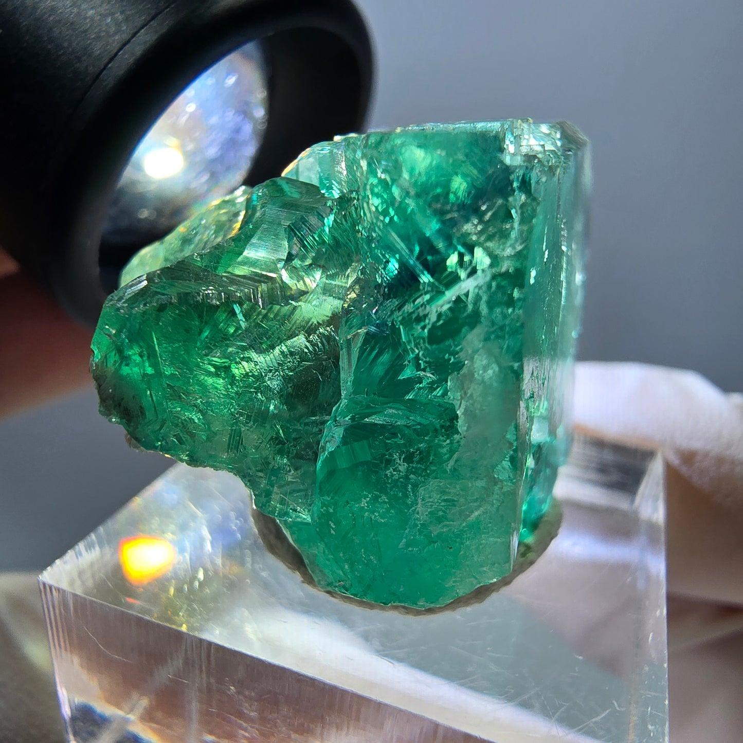 Phantom Fluorit Würfel Stufe, grün parkettiert Okorusu, Namibia 27*24*22mm