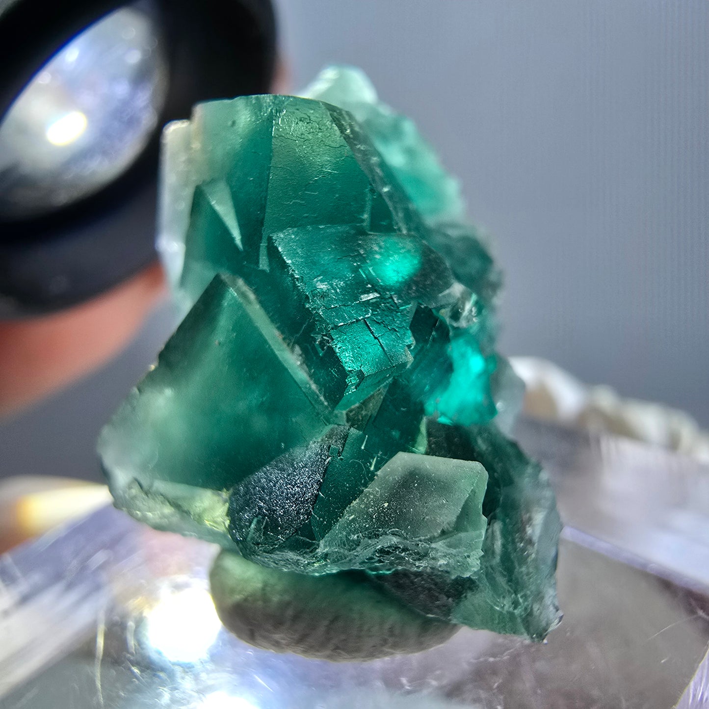 Phantom Fluorit Würfel Stufe, grün parkettiert Okorusu, Namibia 30*18*14mm