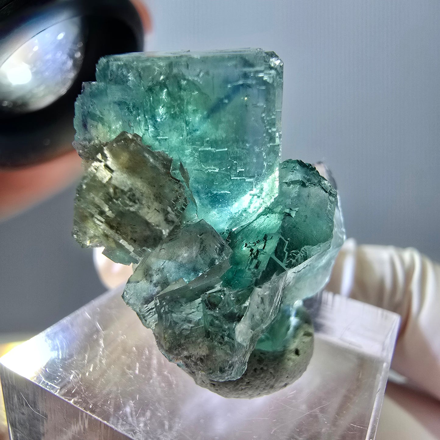 Spécimen de cube de fluorite fantôme, parquet vert Okorusu, Namibie 28 x 21 x 15 mm
