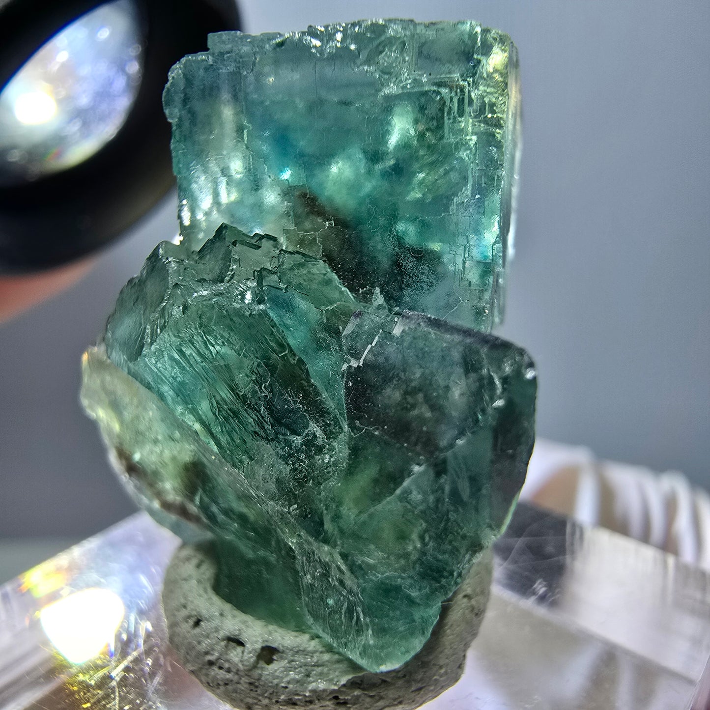 Spécimen de cube de fluorite fantôme, parquet vert Okorusu, Namibie 28 x 21 x 15 mm