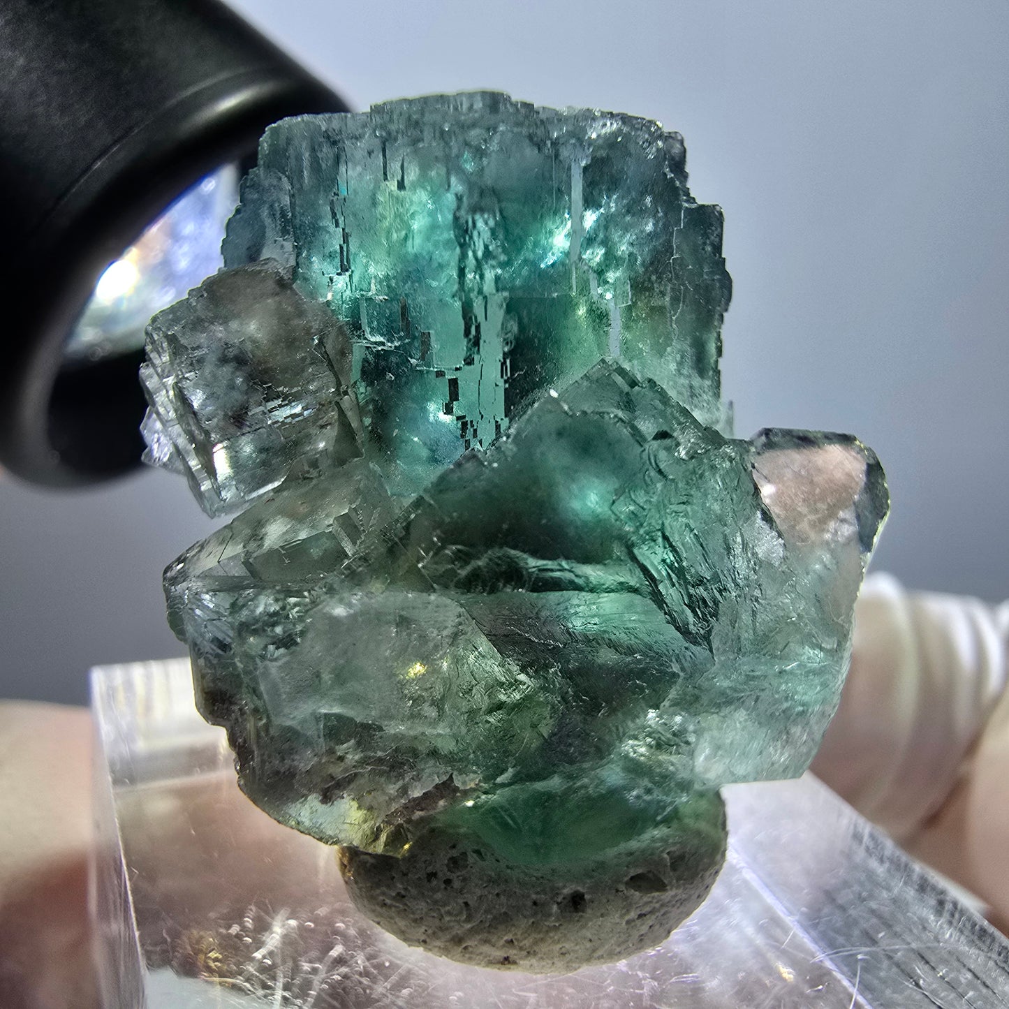 Spécimen de cube de fluorite fantôme, parquet vert Okorusu, Namibie 28 x 21 x 15 mm