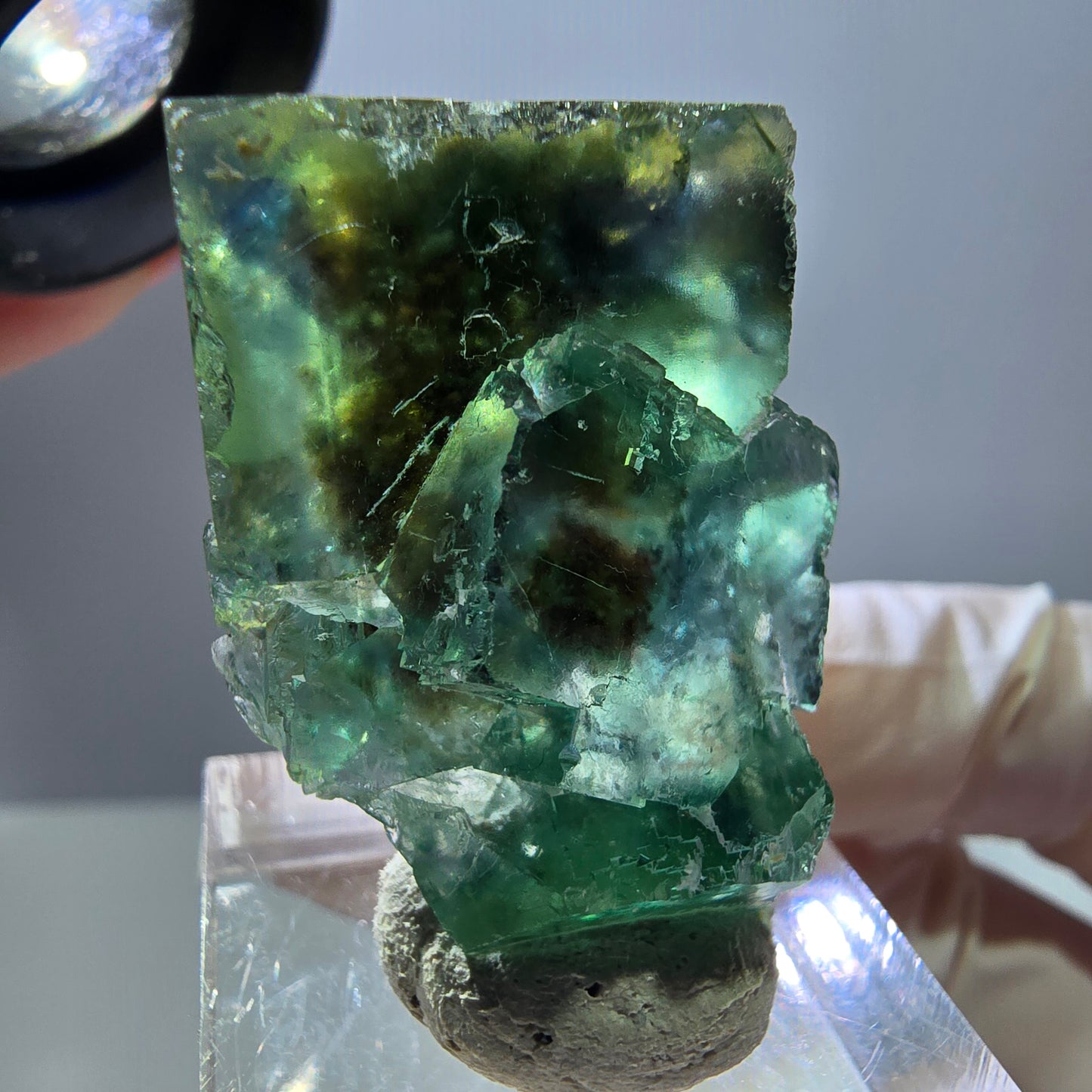 Phantom Fluorit Würfel Stufe, grün parkettiert Okorusu, Namibia 38*24*23mm