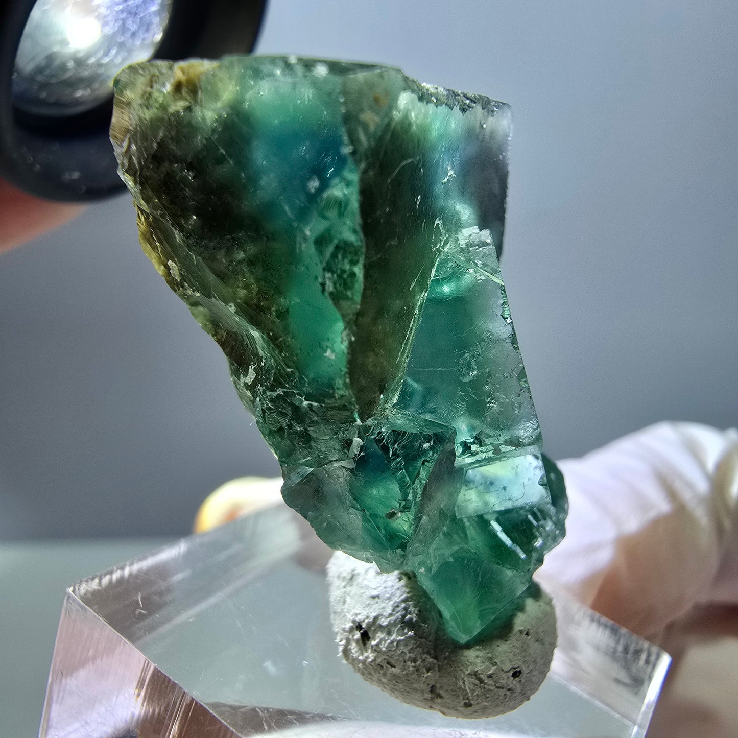 Phantom Fluorit Würfel Stufe, grün parkettiert Okorusu, Namibia 38*24*23mm