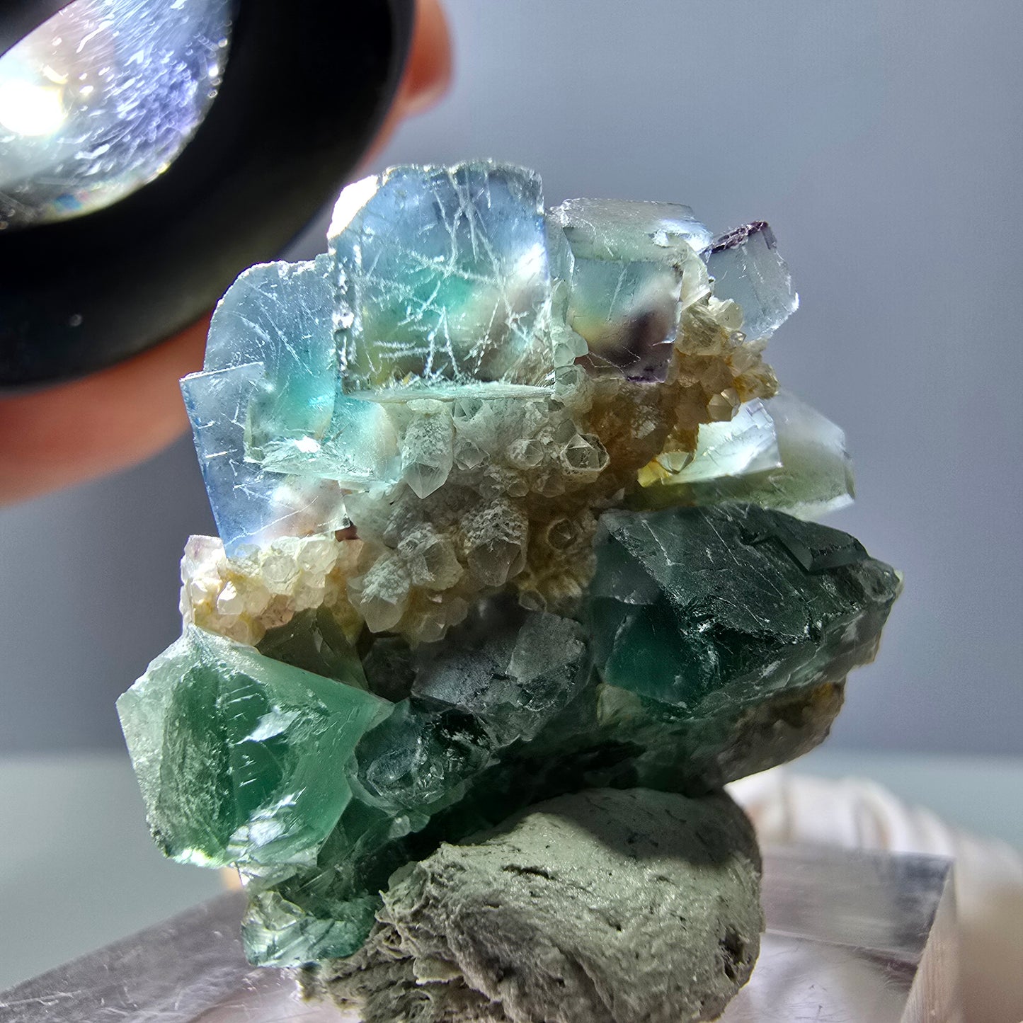 Phantom Fluorit Würfel, Quarz Stufe, grün Okorusu, Namibia 37*30*27mm