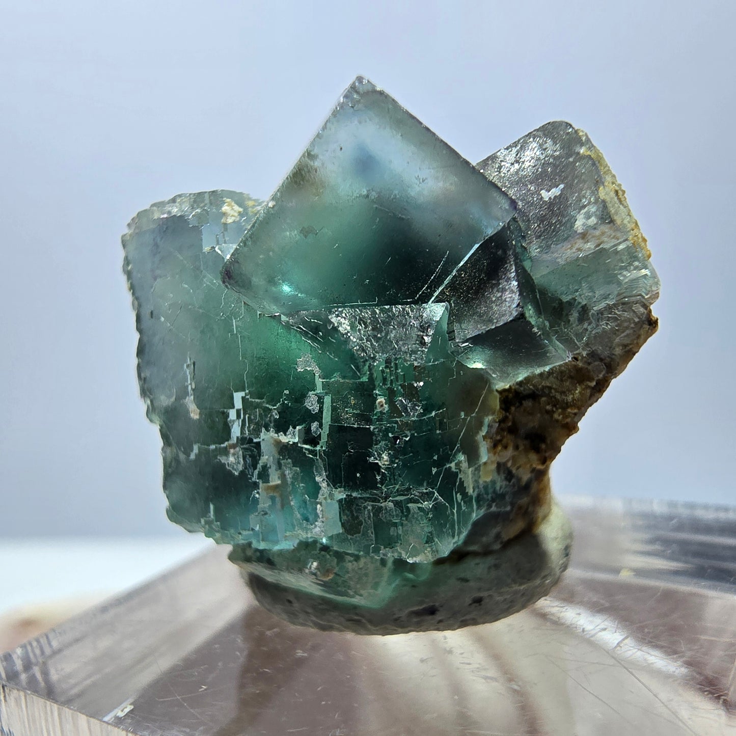 Spécimen de cube de fluorite fantôme, parquet vert Okorusu, Namibie 25 x 20 x 15 mm