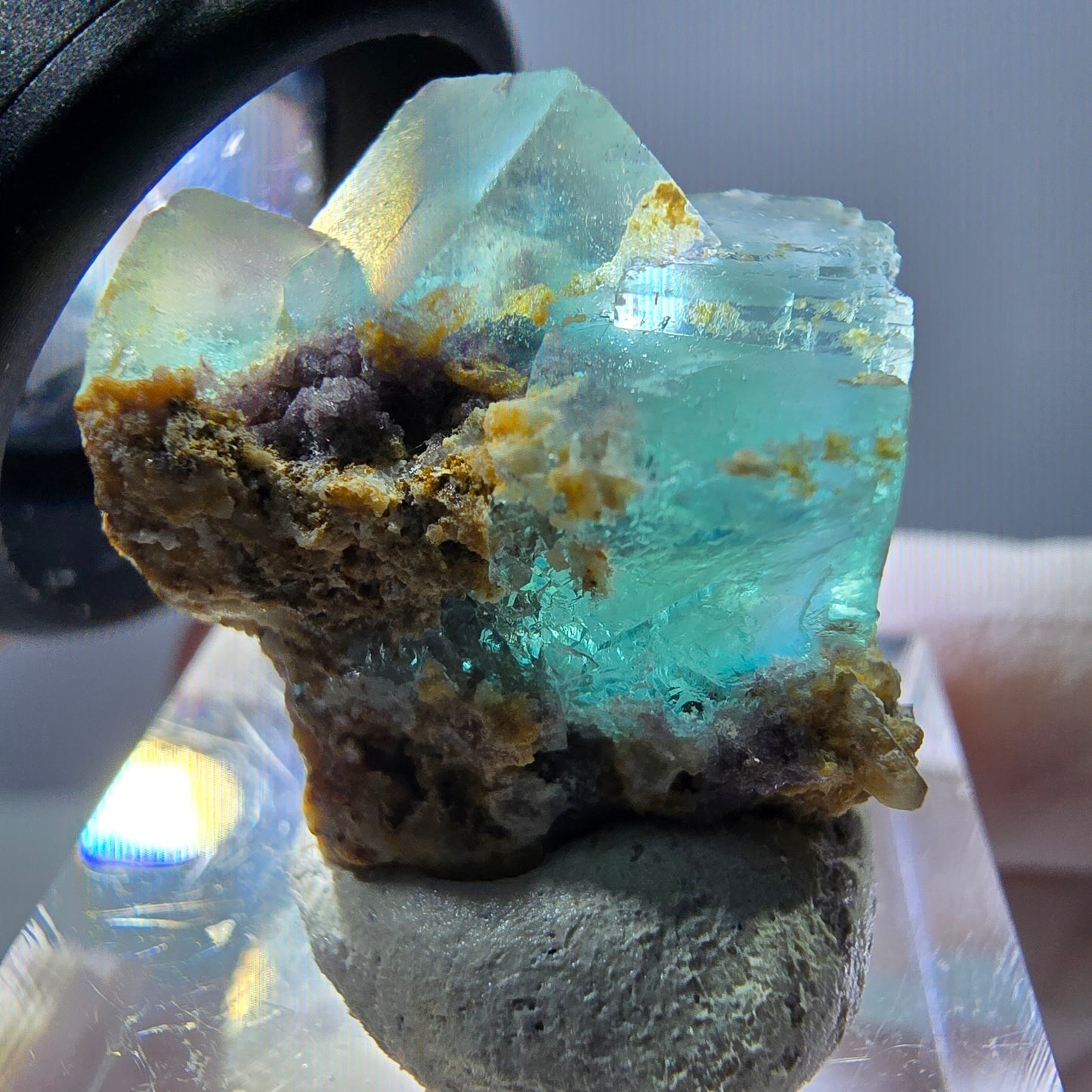 Spécimen de cube de fluorite fantôme, parquet vert Okorusu, Namibie 25 x 20 x 15 mm